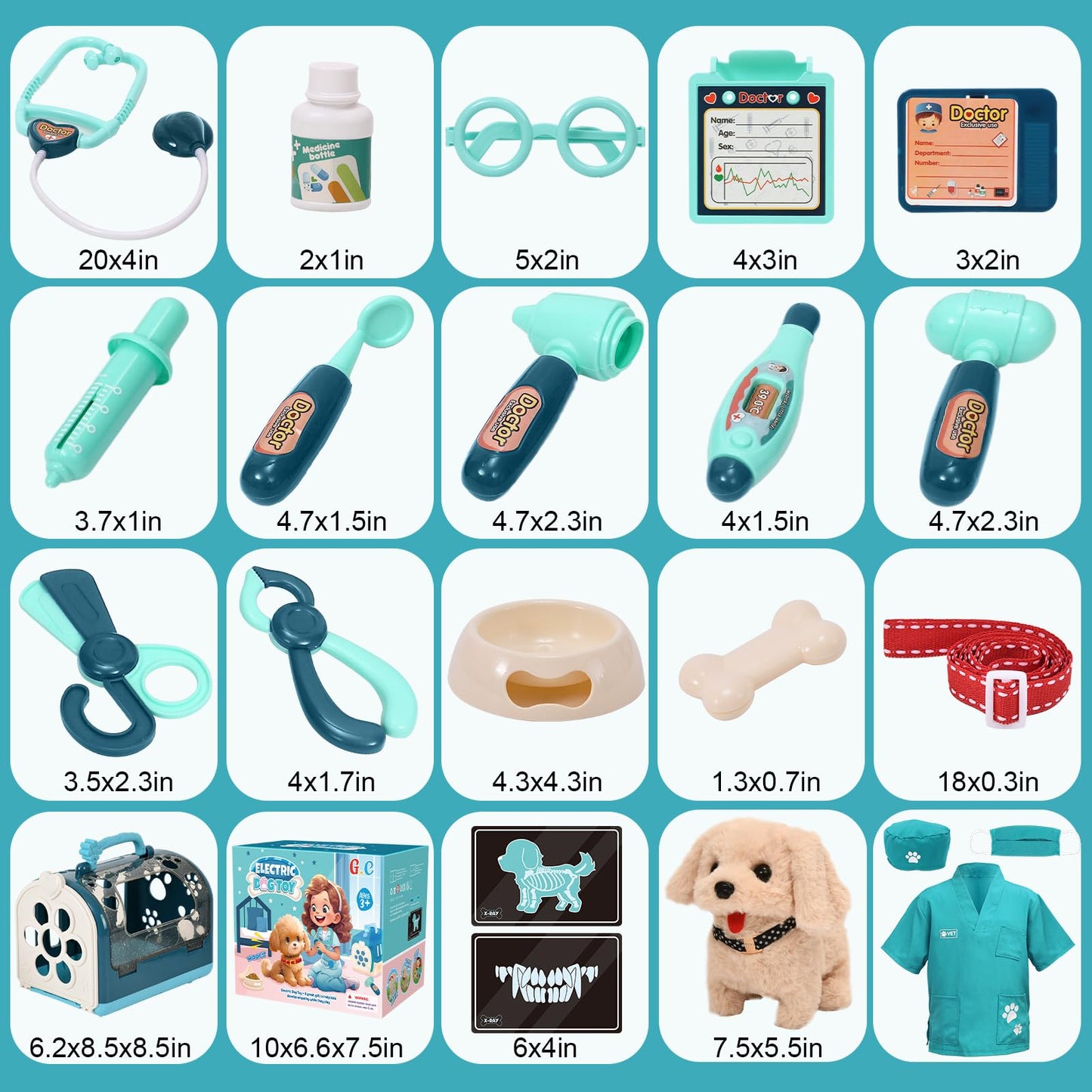G.C 22Pcs Dog Vet Kit for Kids – Interactive Doctor Playset & Gift