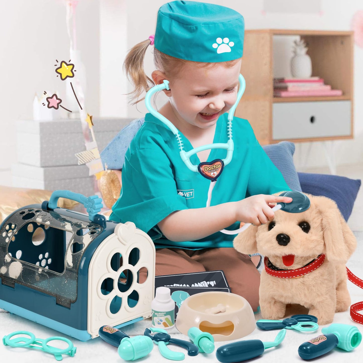 G.C 22Pcs Dog Vet Kit for Kids – Interactive Doctor Playset & Gift