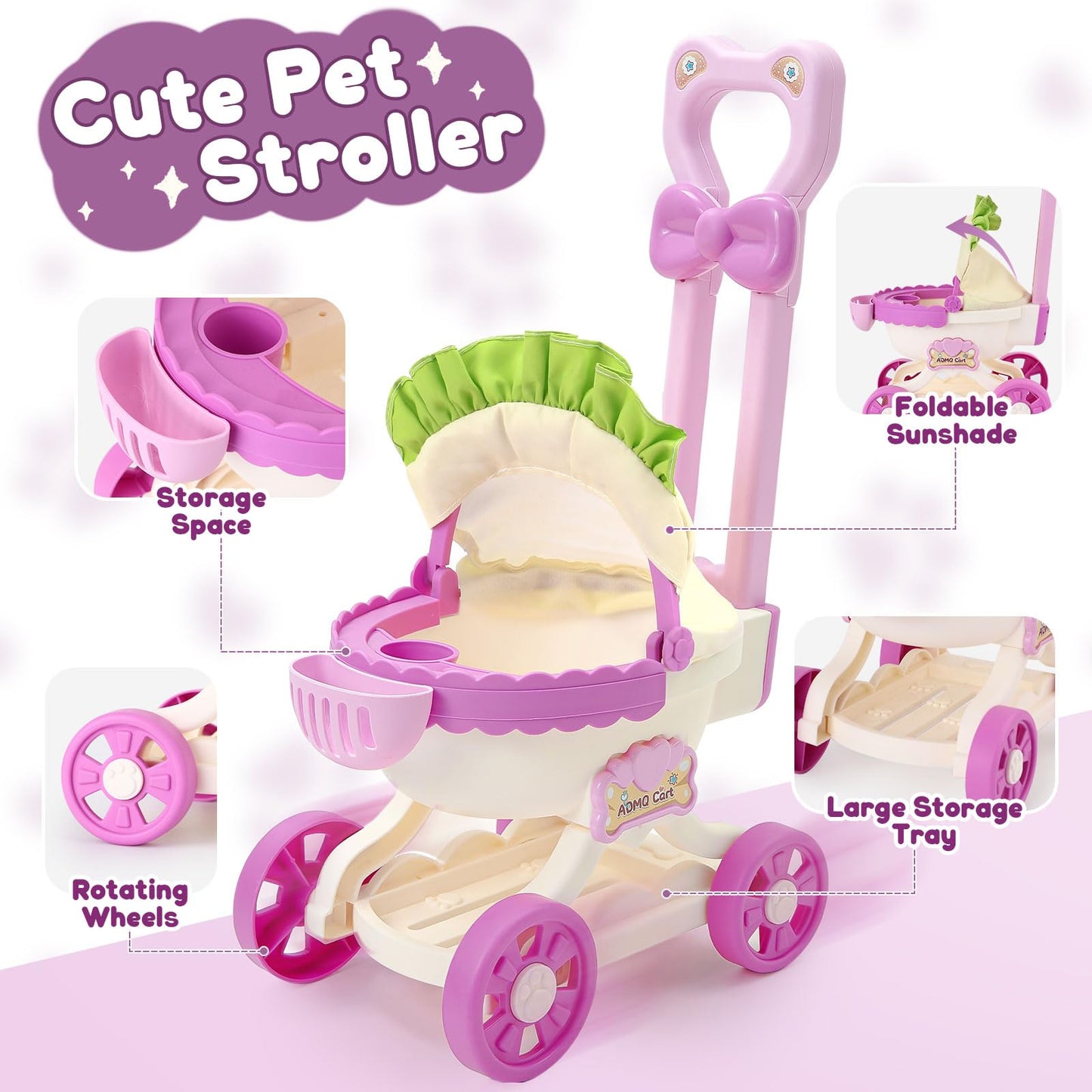 G.C Cat Toys – Electronic Interactive Cat with Stroller, Walk Meow Wag Tail for Kids