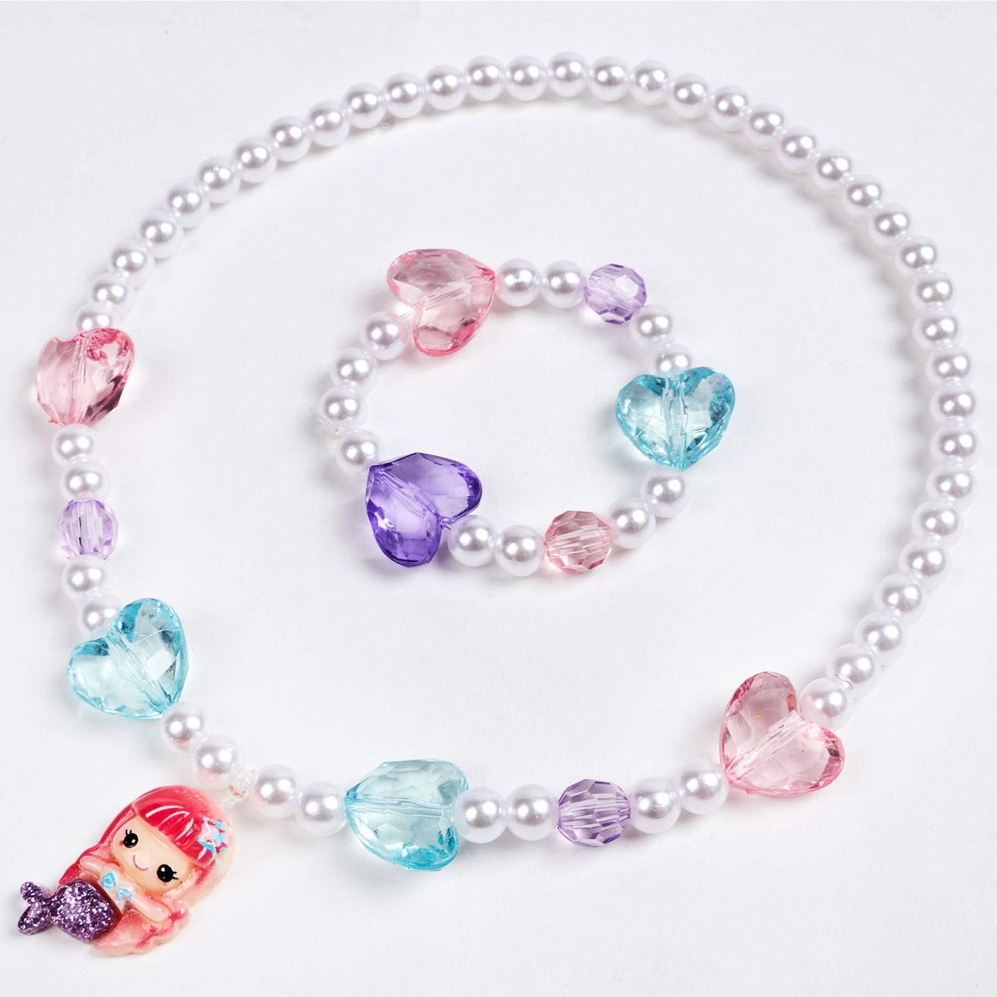 G.C 3-Set Girl Princess Jewelry: Unicorn Mermaid Rainbow Necklace & Bracelet with Gift Box