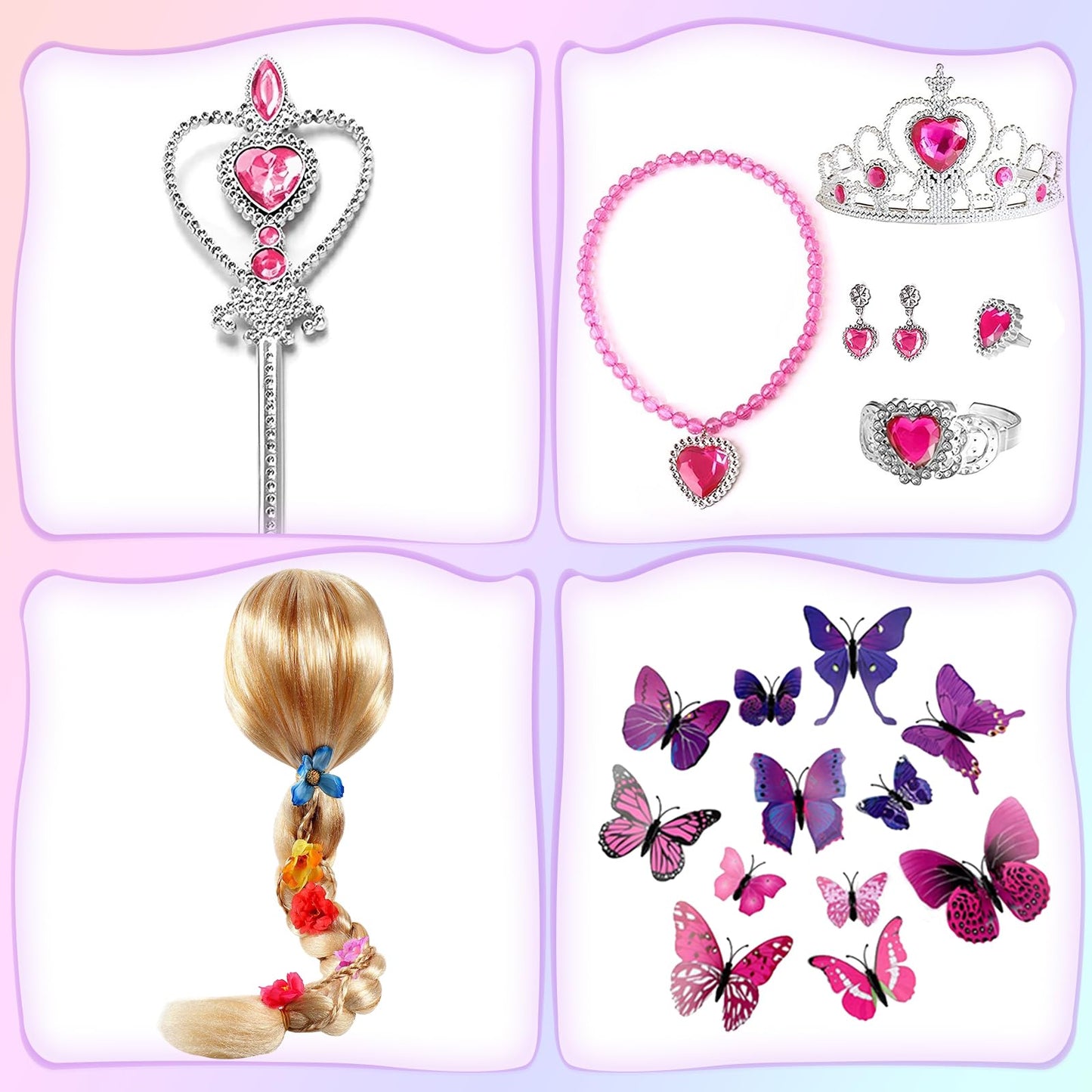 G.C Girls Princess Dress Up Set for Toddlers – 21-Piece Costume with Wig, Crown & Accessories