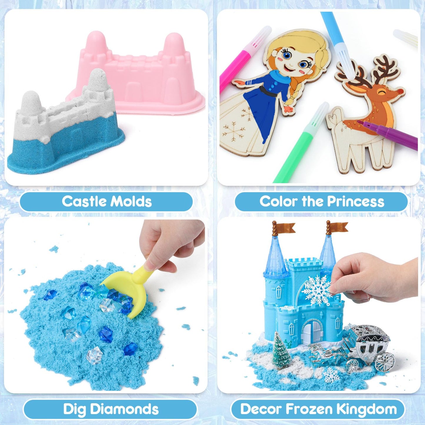 G.C Sensory Bin for Girls — Sand Art Kit with 2-lb Sand & Castle Molds
