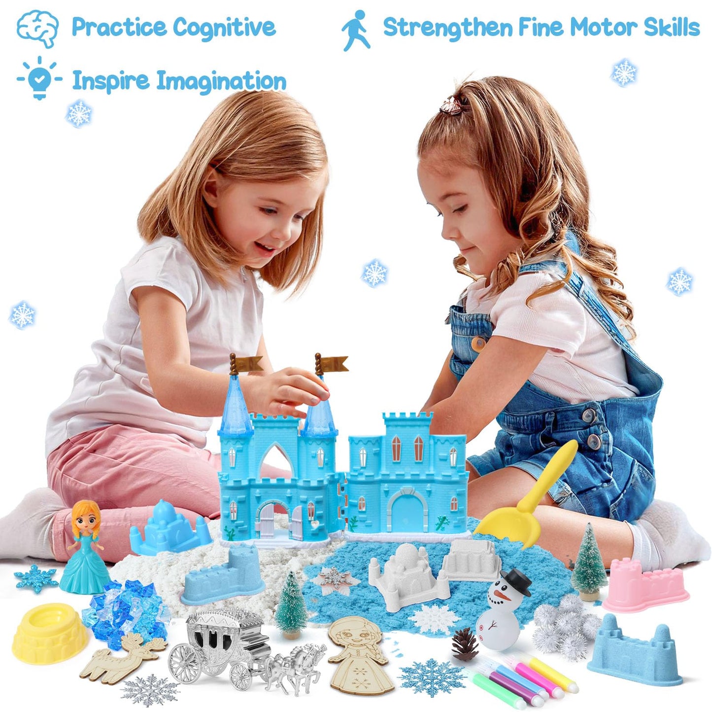 G.C Sensory Bin for Girls — Sand Art Kit with 2-lb Sand & Castle Molds