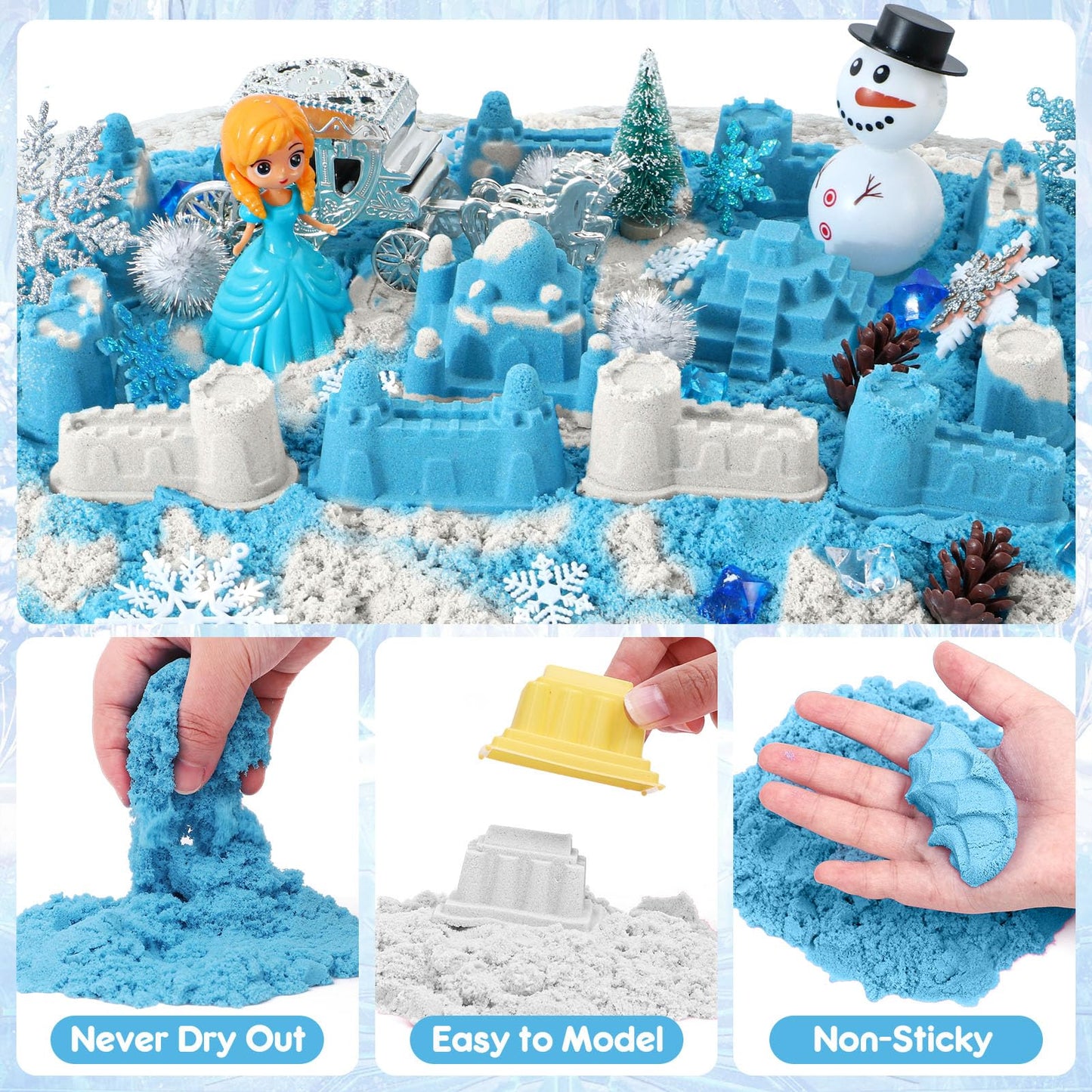 G.C Sensory Bin for Girls — Sand Art Kit with 2-lb Sand & Castle Molds