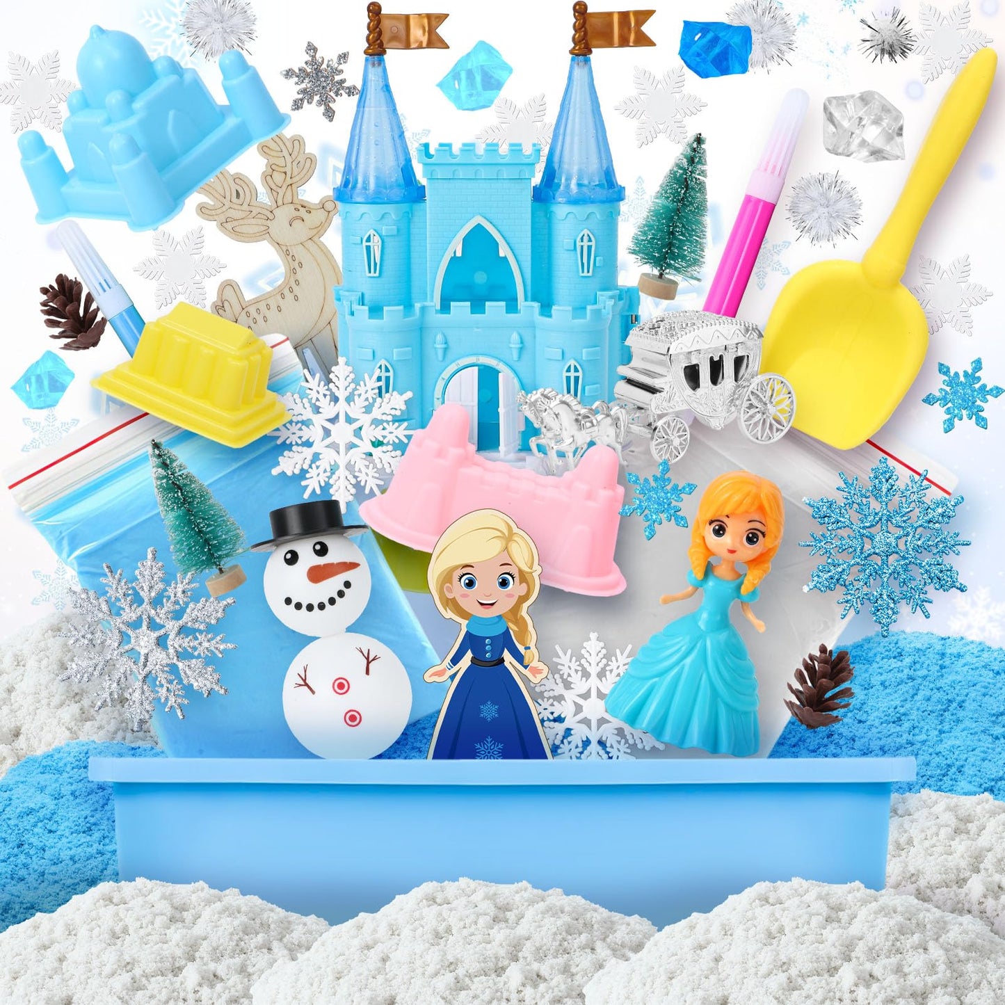G.C Sensory Bin for Girls — Sand Art Kit with 2-lb Sand & Castle Molds