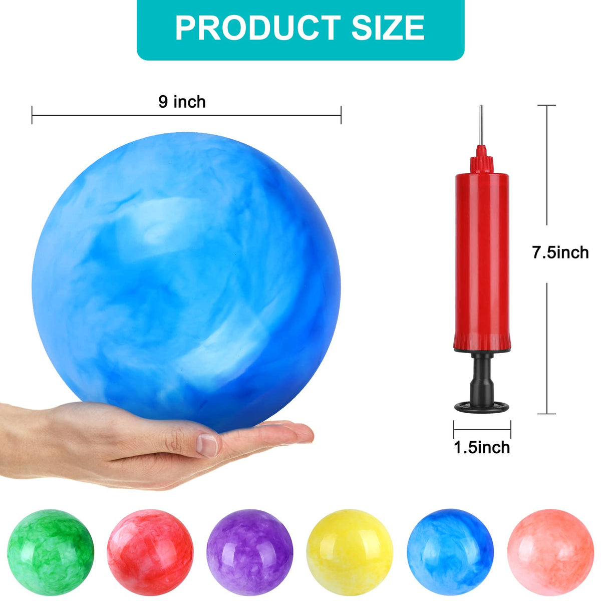 GCQJOQ 2-Pcs 9-Inch Marbleized Bouncy Balls for Kids – Indoor, Outdoor Play
