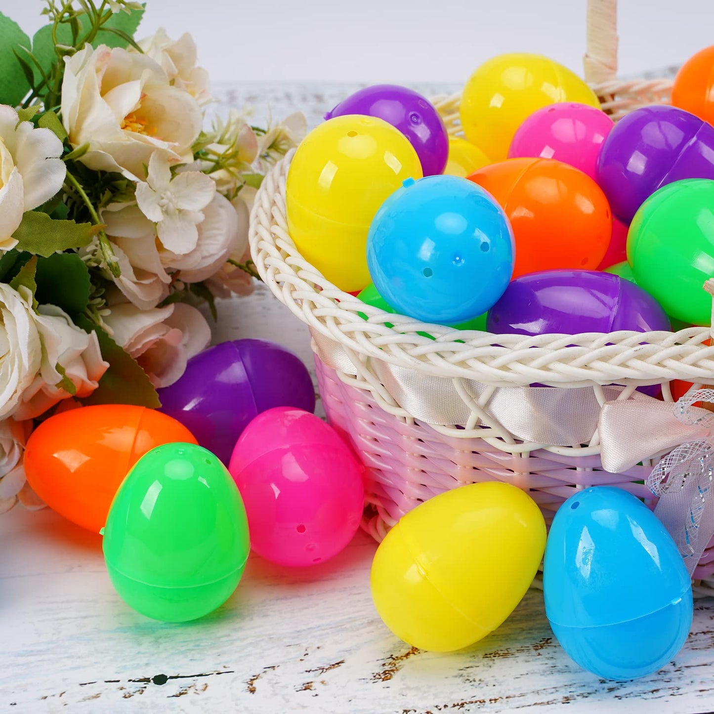 GCNBCNB 600 Pcs Plastic Easter Eggs – Bright Hinged Eggs for Hunts & Decor