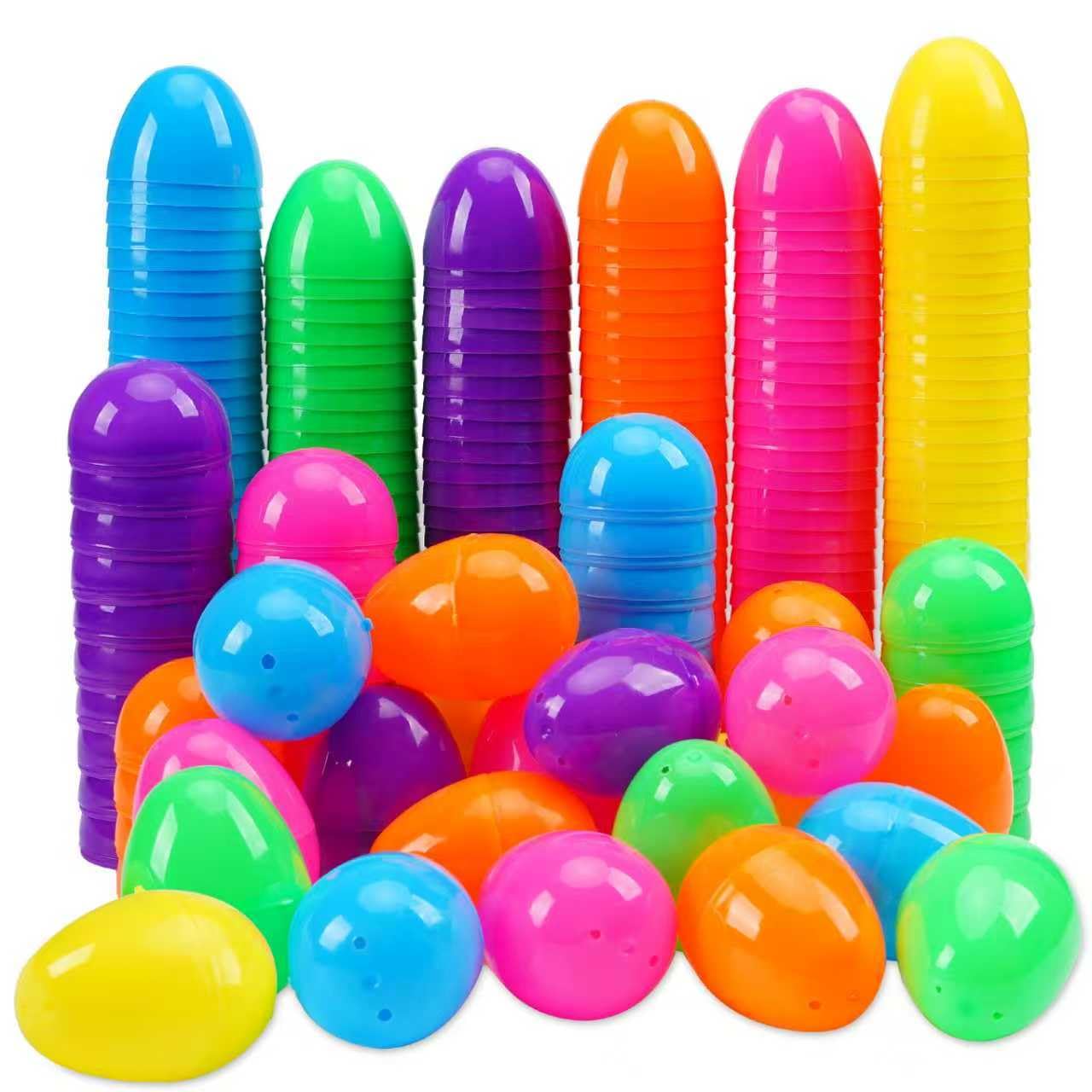 GCNBCNB 600 Pcs Plastic Easter Eggs – Bright Hinged Eggs for Hunts & Decor