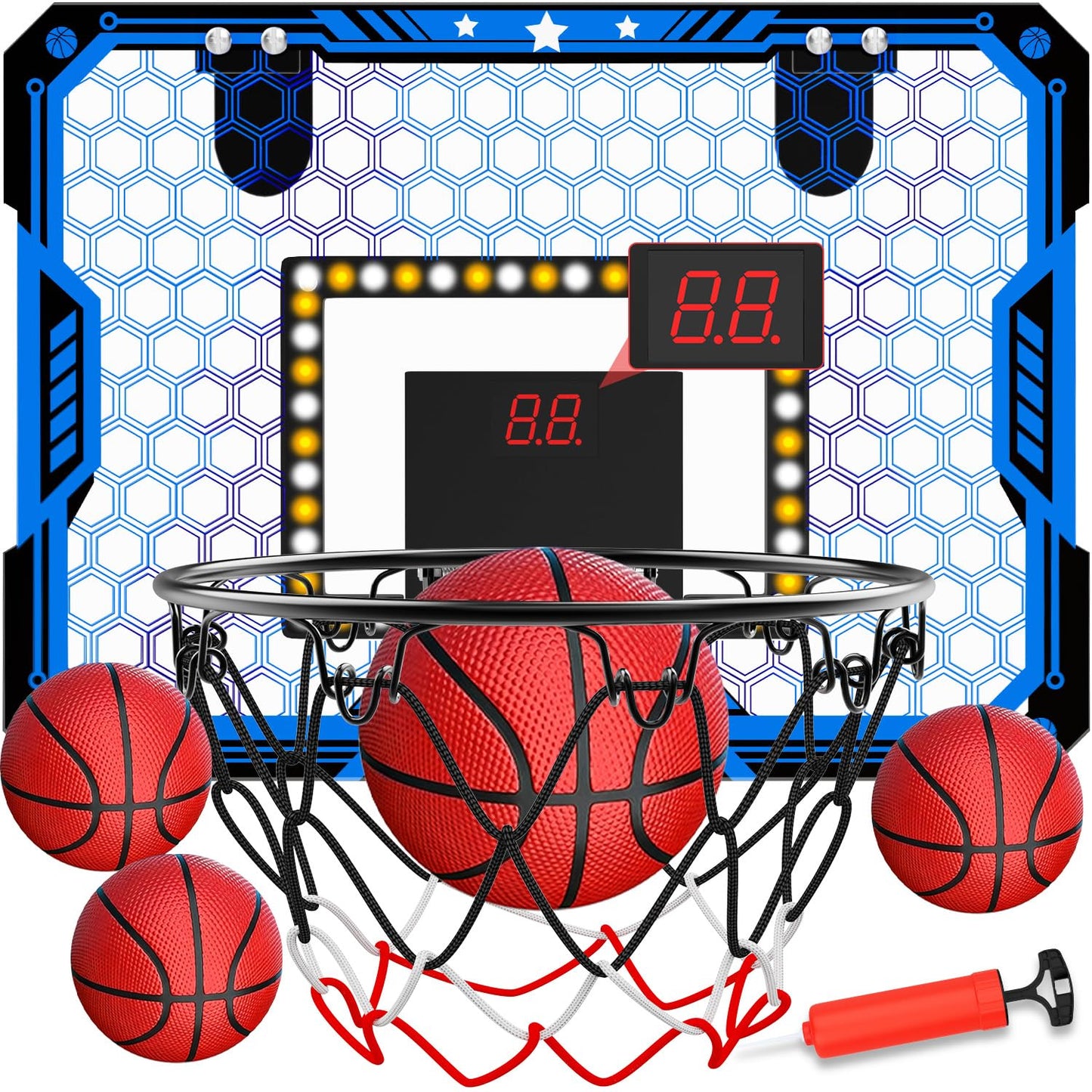 Gcobup Indoor Basketball Hoop for Kids – Over-the-Door Mini Hoop with LED Scoreboard