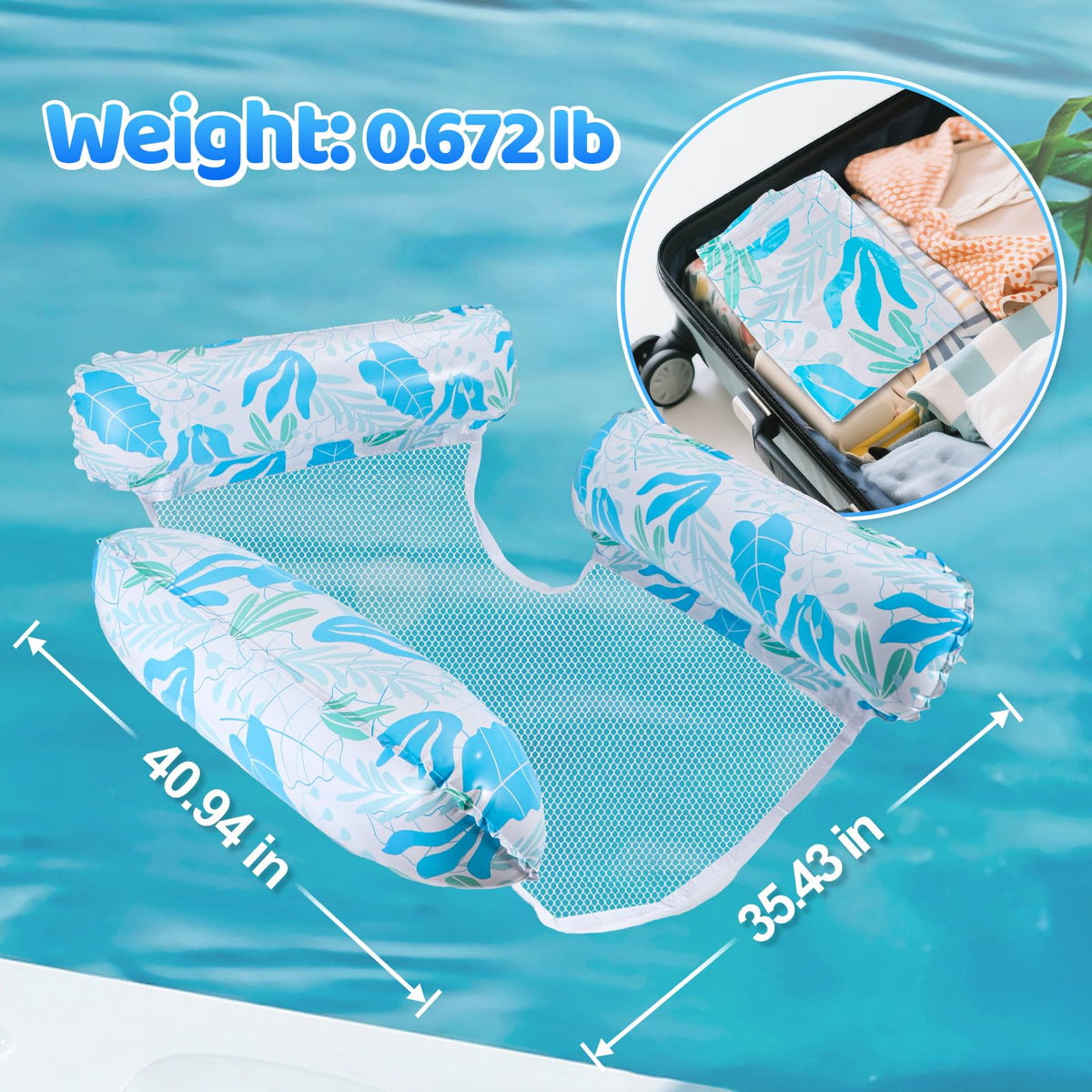GCRQ Inflatable Pool Floats for Adults — 2-Pack Multi-Purpose Hammock & Lounge Chairs, Heavy-Duty PVC
