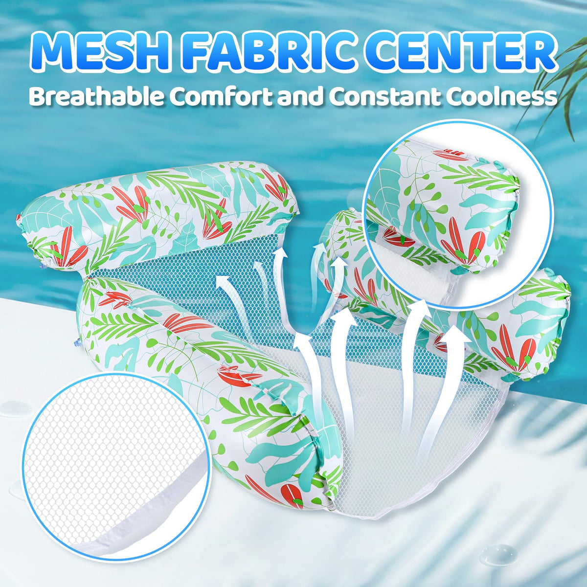 GCRQ Inflatable Pool Floats for Adults — 2-Pack Multi-Purpose Hammock & Lounge Chairs, Heavy-Duty PVC