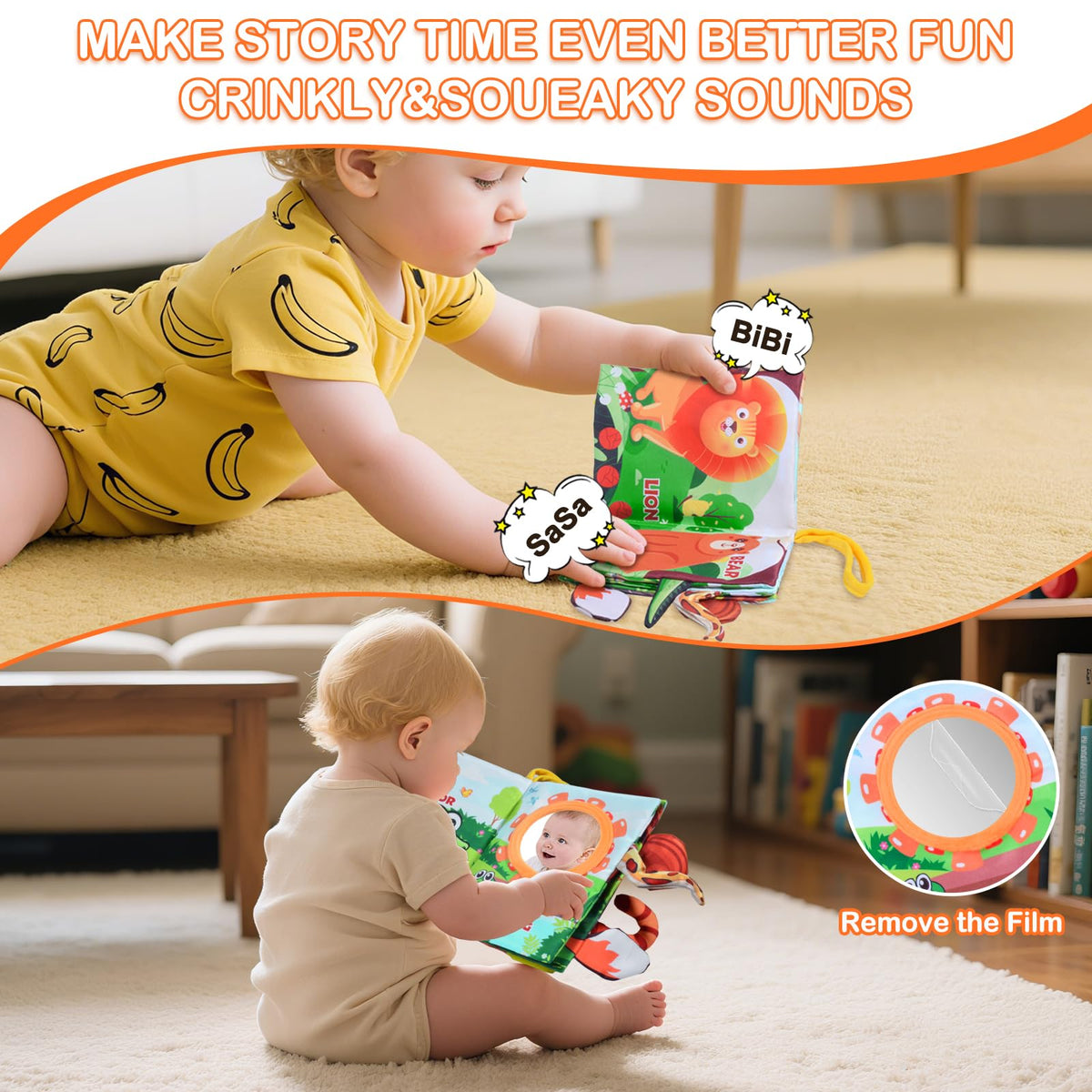 GCTZZ Baby Books 0-6 Months — High-Contrast Crinkle Cloth Book for Infant Tummy Time & Early Learning