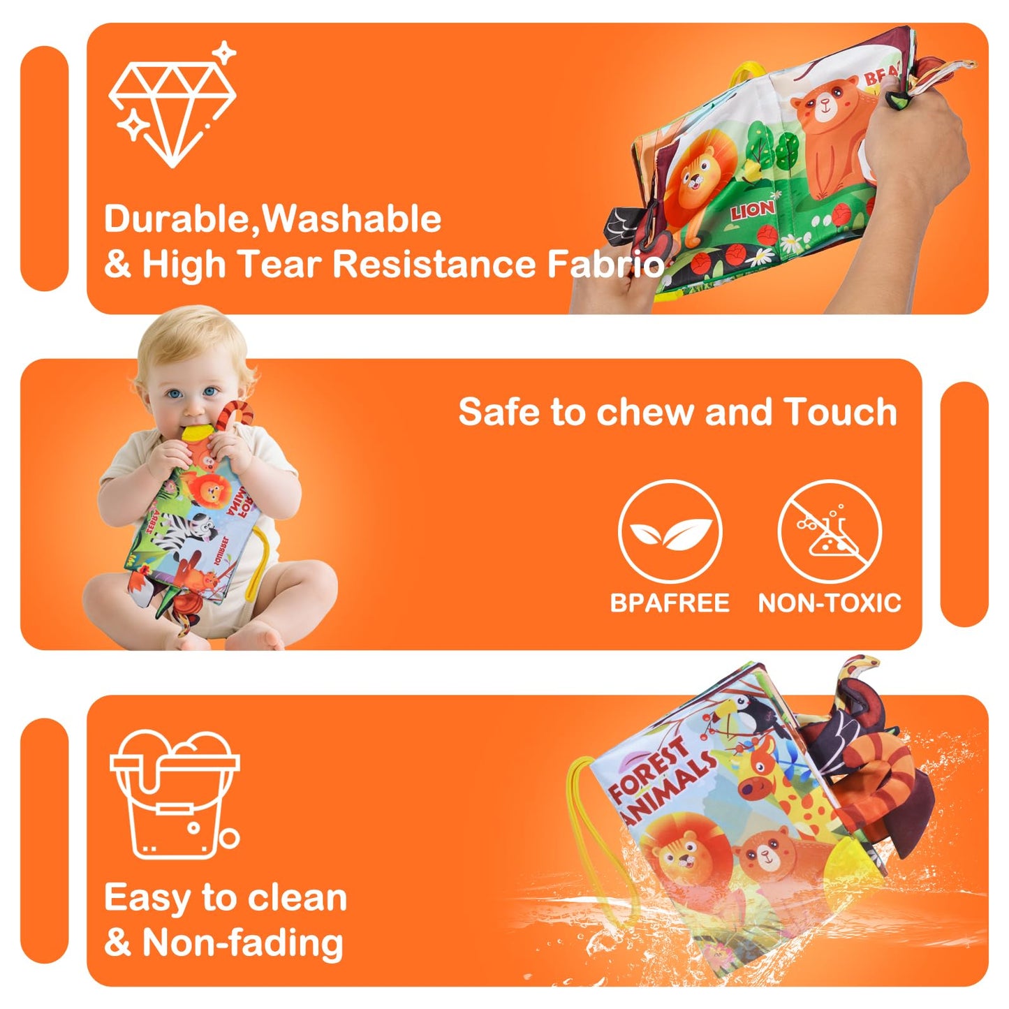 GCTZZ Baby Books 0-6 Months — High-Contrast Crinkle Cloth Book for Infant Tummy Time & Early Learning