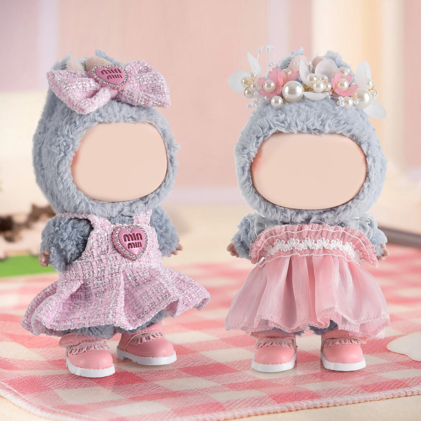GDLSYLGHY Cute Doll Shoes for Labubu – Premium 4-7in Doll Footwear (Pink Laces)