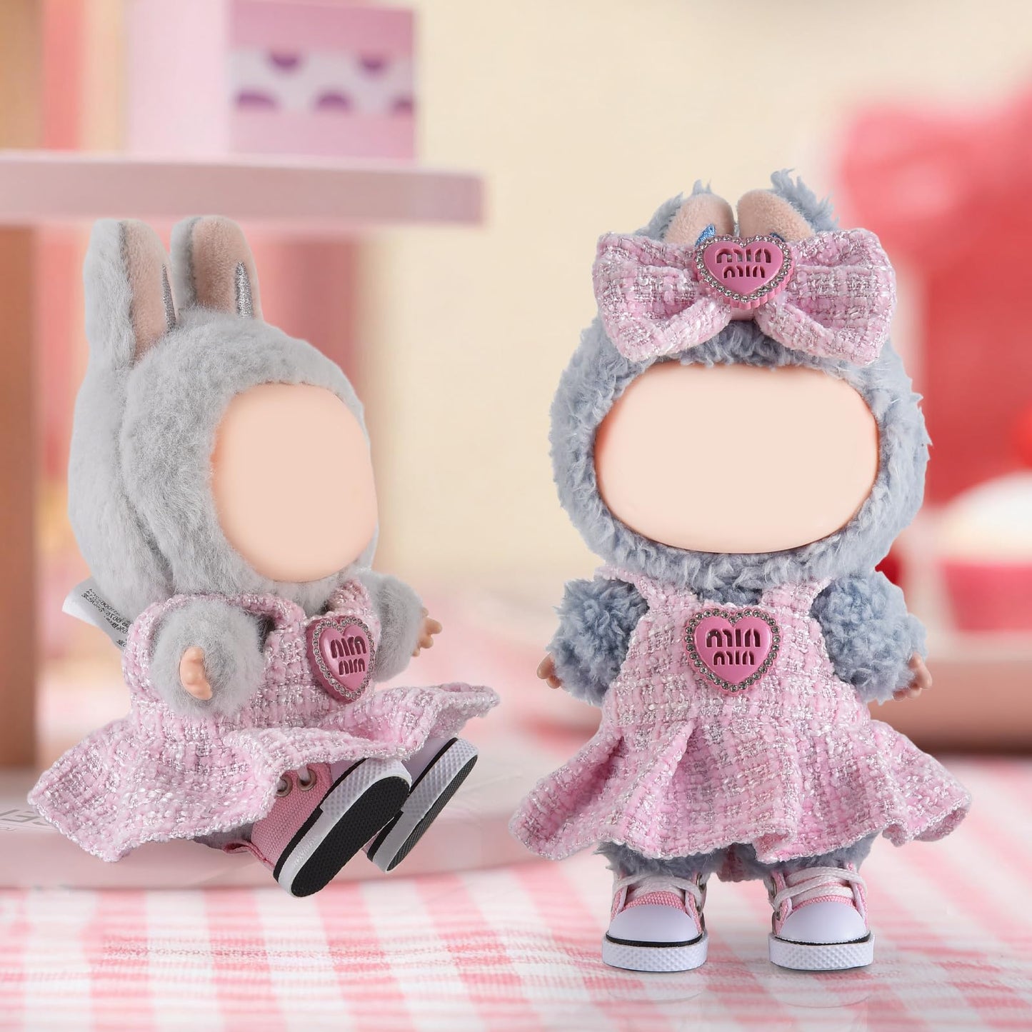 GDLSYLGHY Labubu Doll Shoes – Pink Canvas, Fits 4-7in (15/17cm)