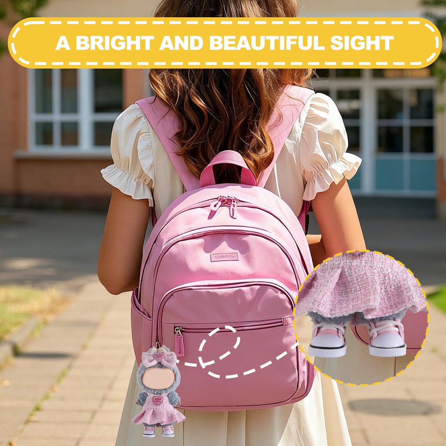 GDLSYLGHY Labubu Doll Shoes – Pink Canvas, Fits 4-7in (15/17cm)