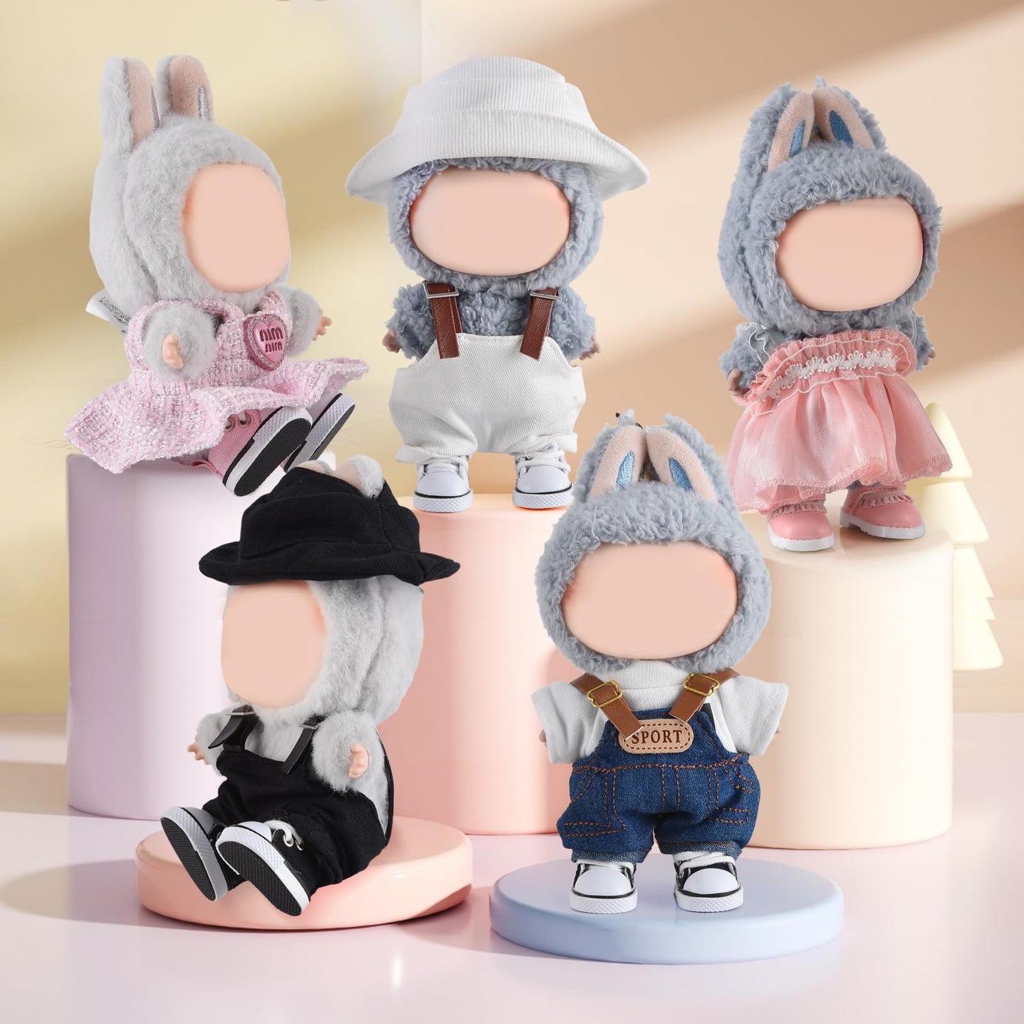 GDLSYLGHY Cute Doll Shoes for Labubu — Premium Black Canvas, Fits 4-7in Dolls