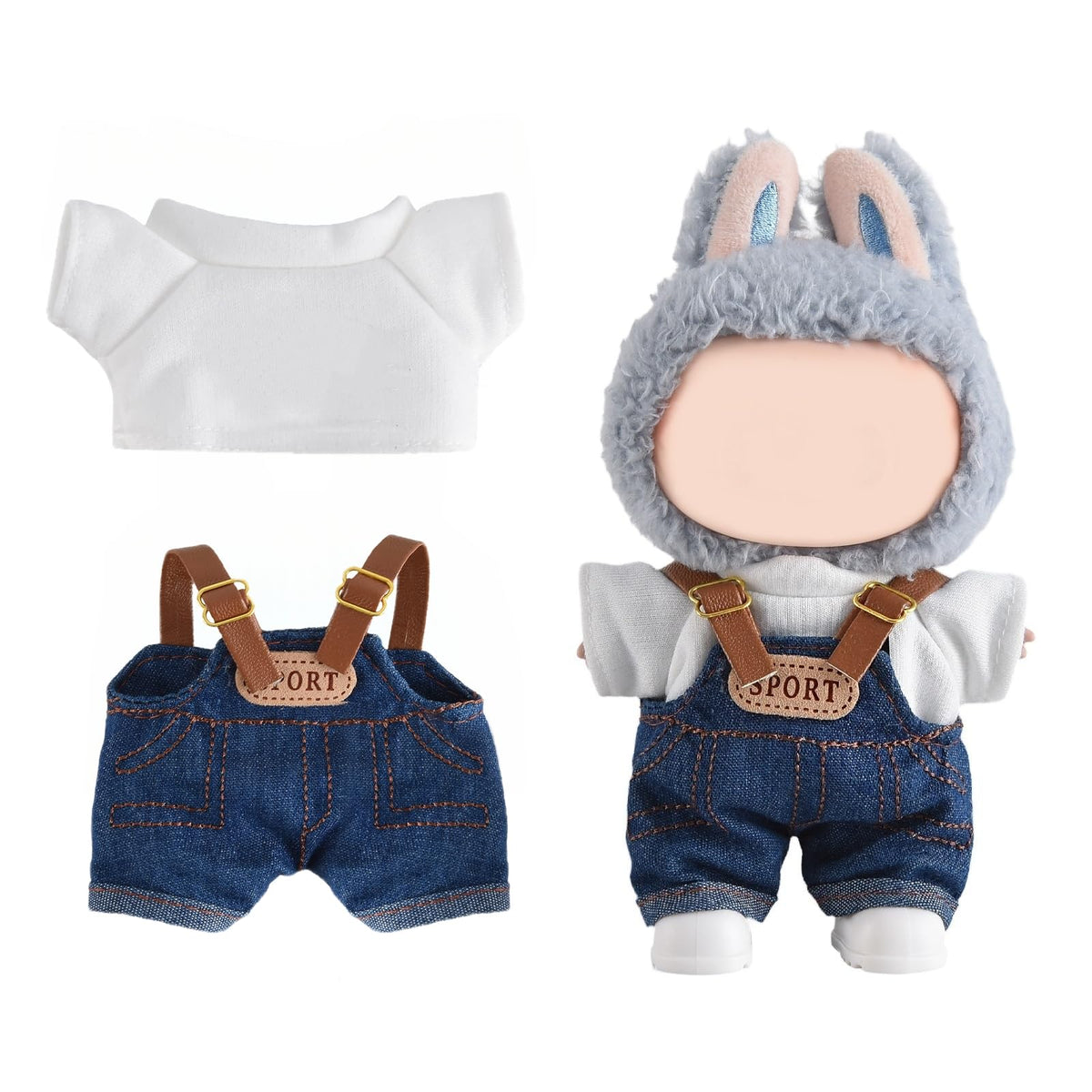 GDLSYLGHY Elegant Doll Clothing for Lububu Accessories — Premium 17cm Doll Outfits (Blue Denim Overall)