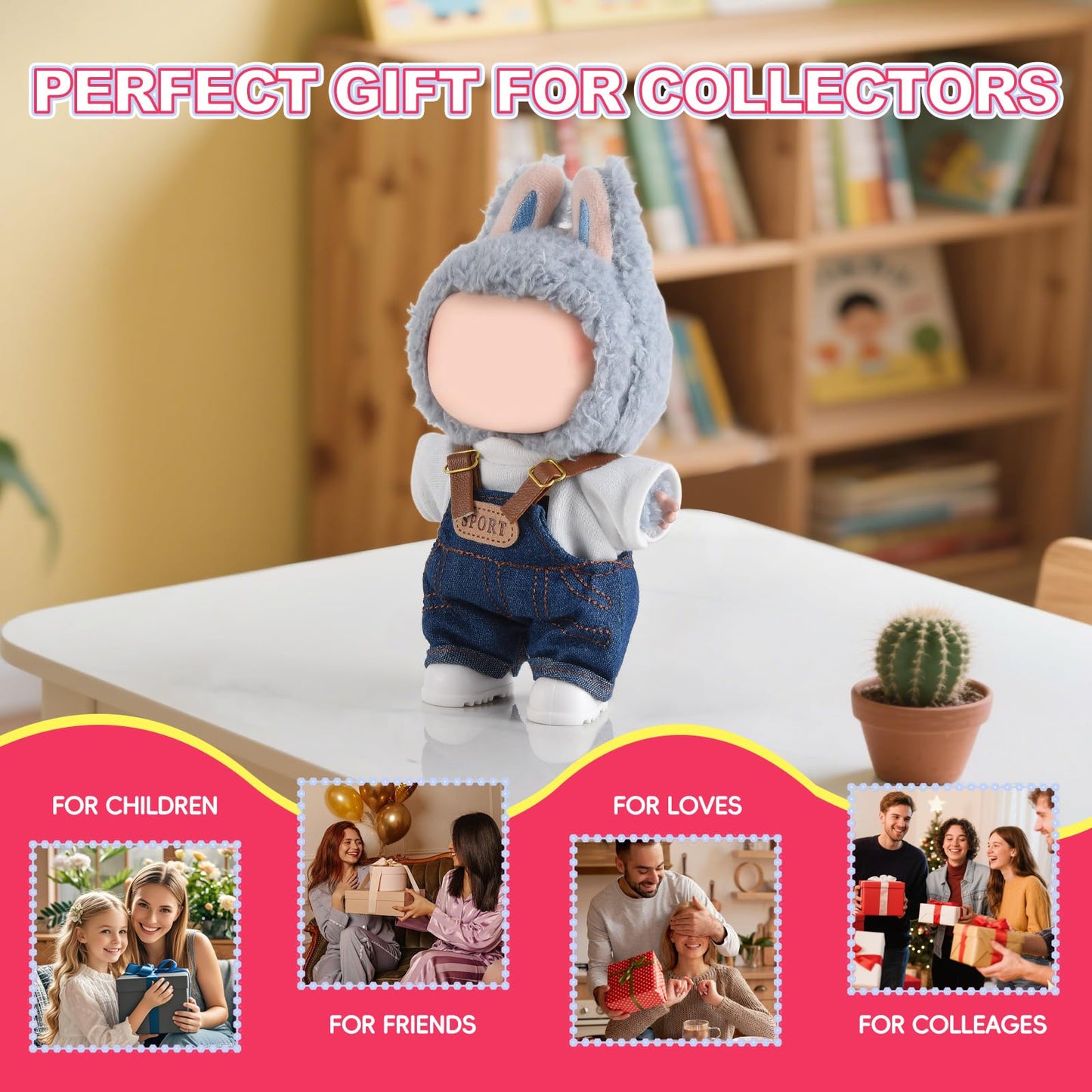 GDLSYLGHY Elegant Doll Clothing for Lububu Accessories — Premium 17cm Doll Outfits (Blue Denim Overall)
