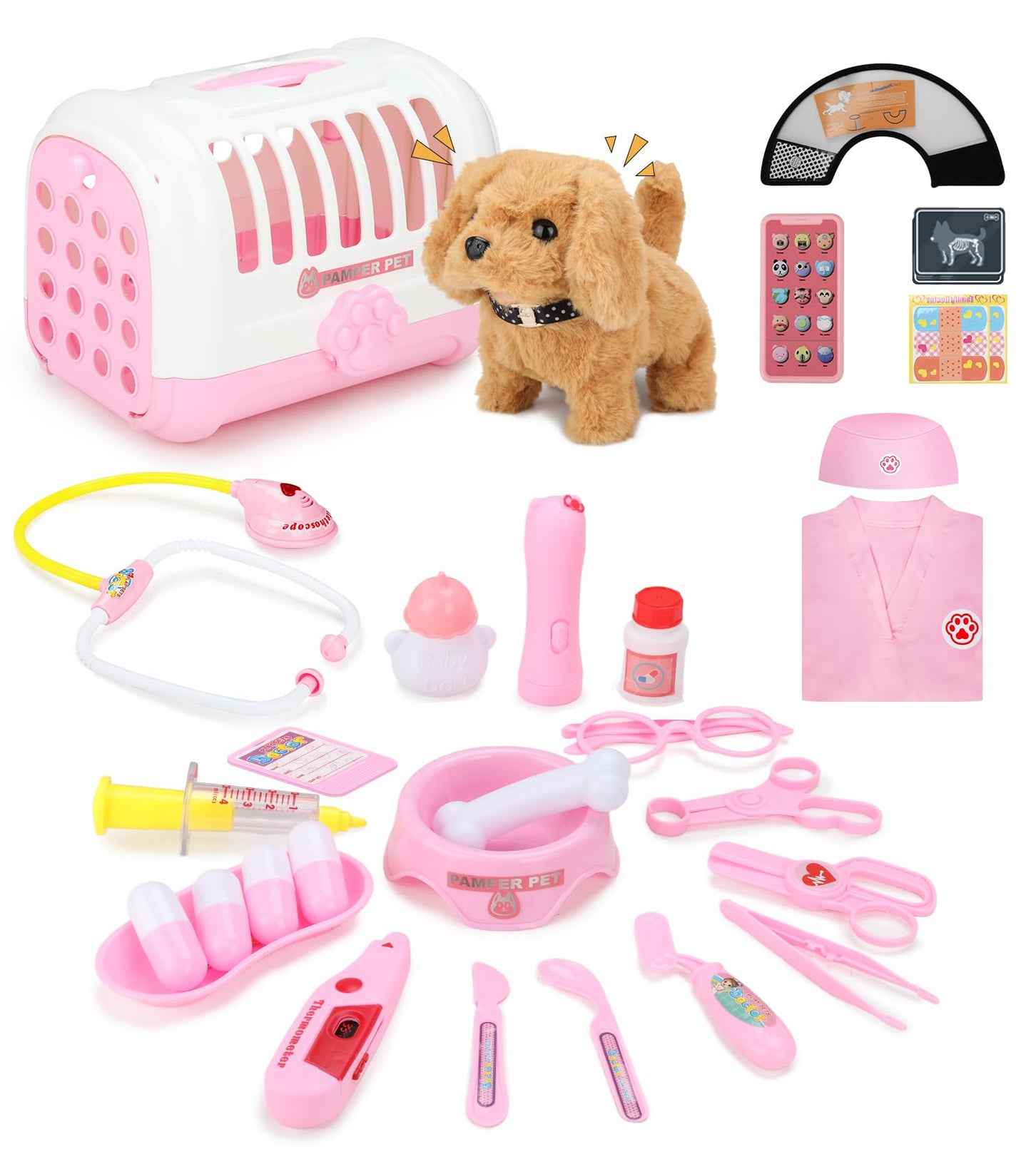 GDUNDUNL Toy Doctor Kit for Toddlers (3-5) | Pink Vet Playset