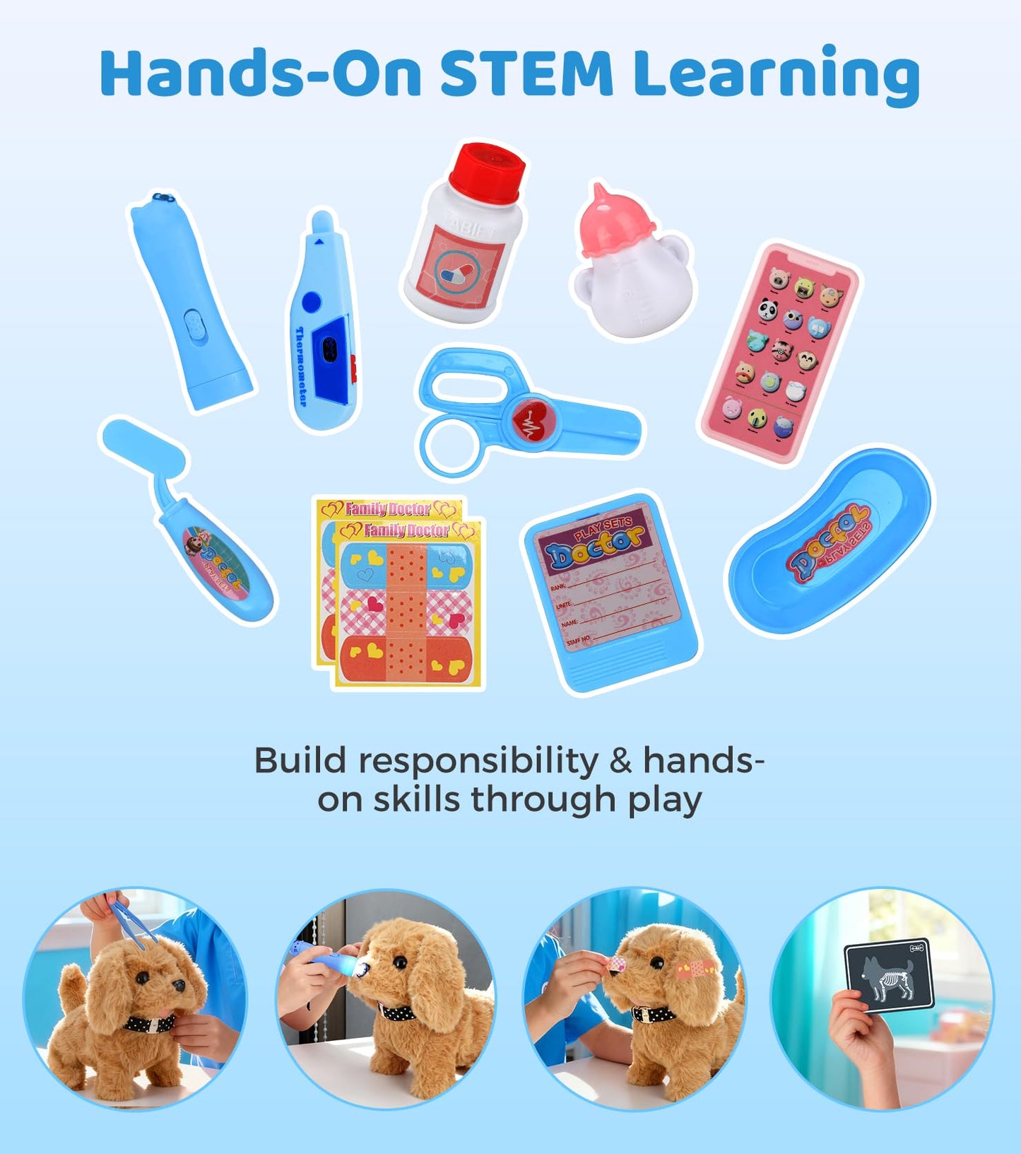 GDUNDUNL Toy Doctor Kit for Toddlers – Interactive Vet Playset