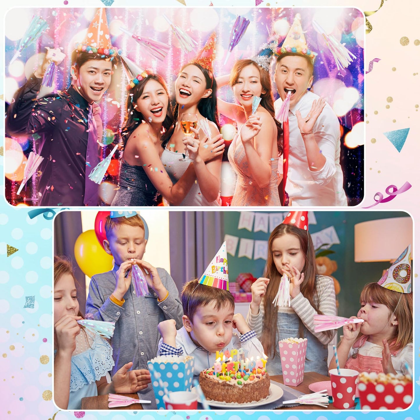 GDZRDFLH 24 Pcs Mermaid Glitter Party Blowers – Noise Makers for Celebrations