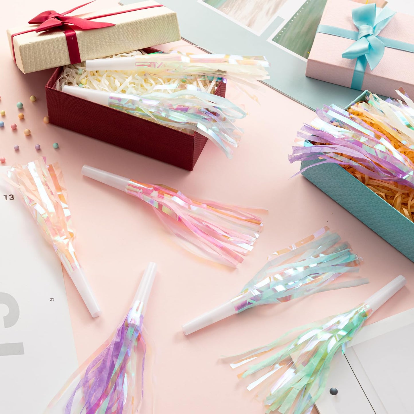GDZRDFLH 24 Pcs Mermaid Glitter Party Blowers – Noise Makers for Celebrations