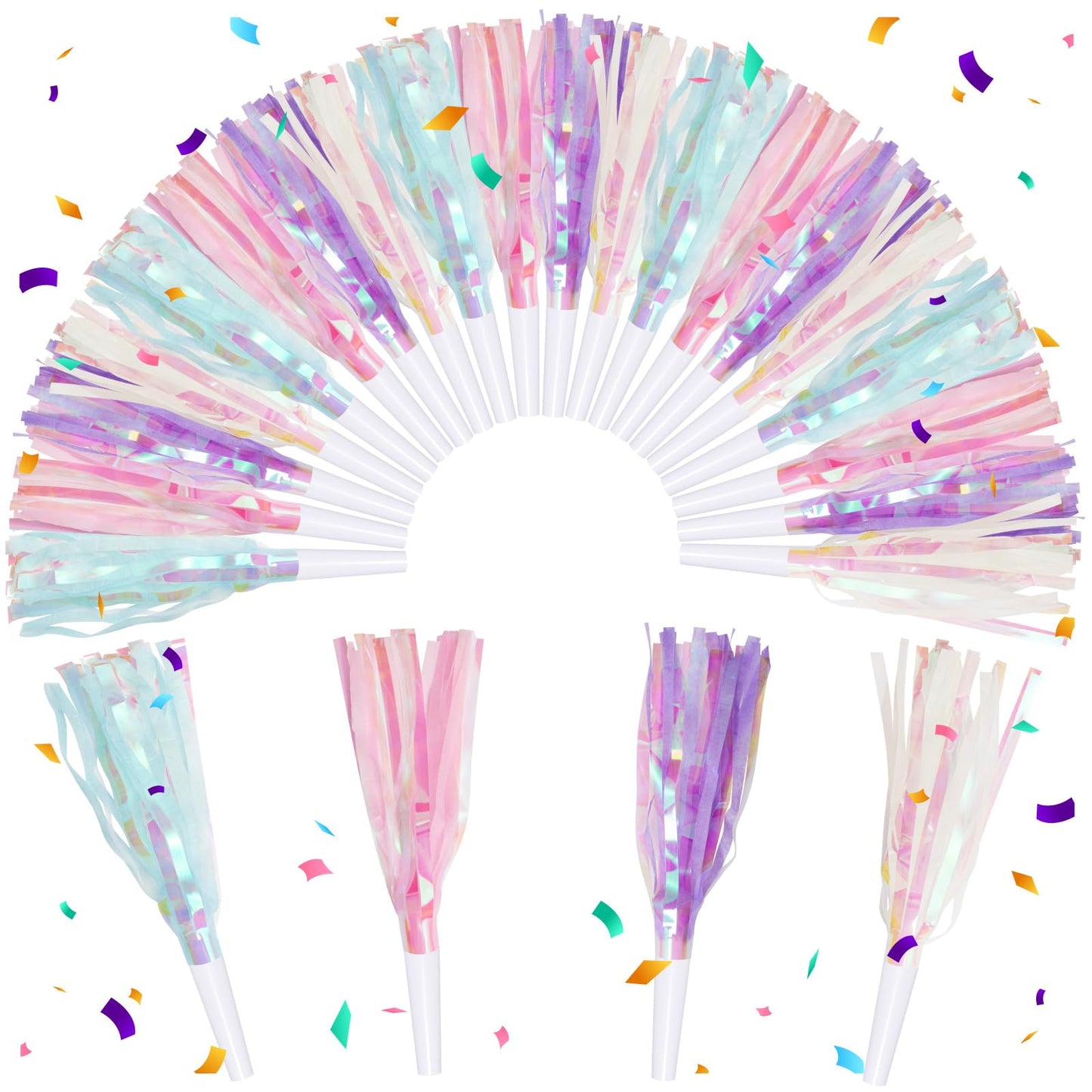 GDZRDFLH 24 Pcs Mermaid Glitter Party Blowers – Noise Makers for Celebrations