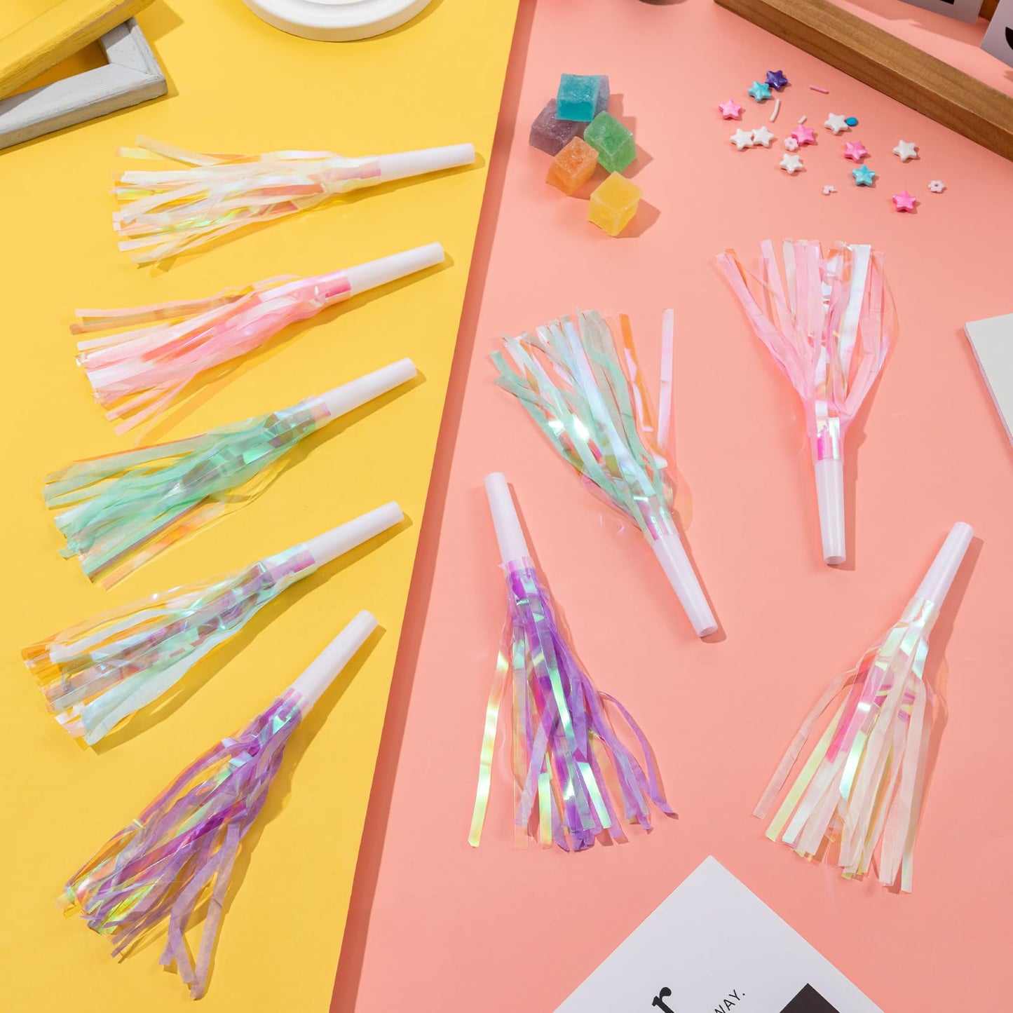 GDZRDFLH 24 Pcs Mermaid Glitter Party Blowers – Noise Makers for Celebrations