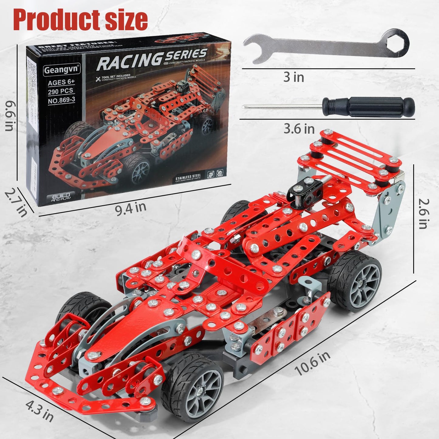 Geangvn Metal Model Car Kit – 290 Pcs STEM Building Set for Ages 8-16