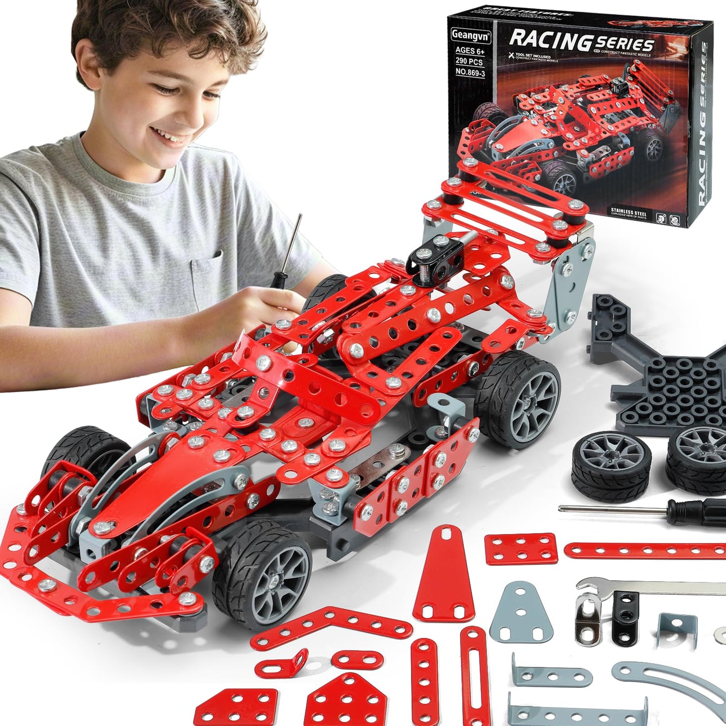 Geangvn Metal Model Car Kit – 290 Pcs STEM Building Set for Ages 8-16