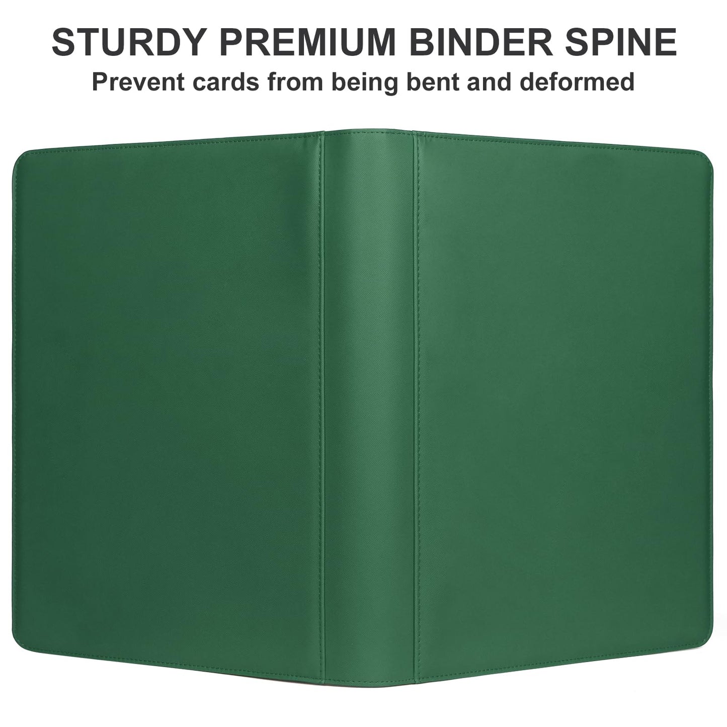 GEAoffice 16-Pocket Card Binder — 1024 Card Capacity, Side-Loading, PU Leather, Green