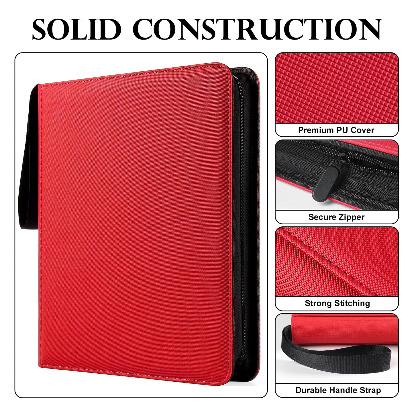 GEAoffice 12-Pocket Trading Card Binder – Holds 720 Cards, Zippered, Non-PVC
