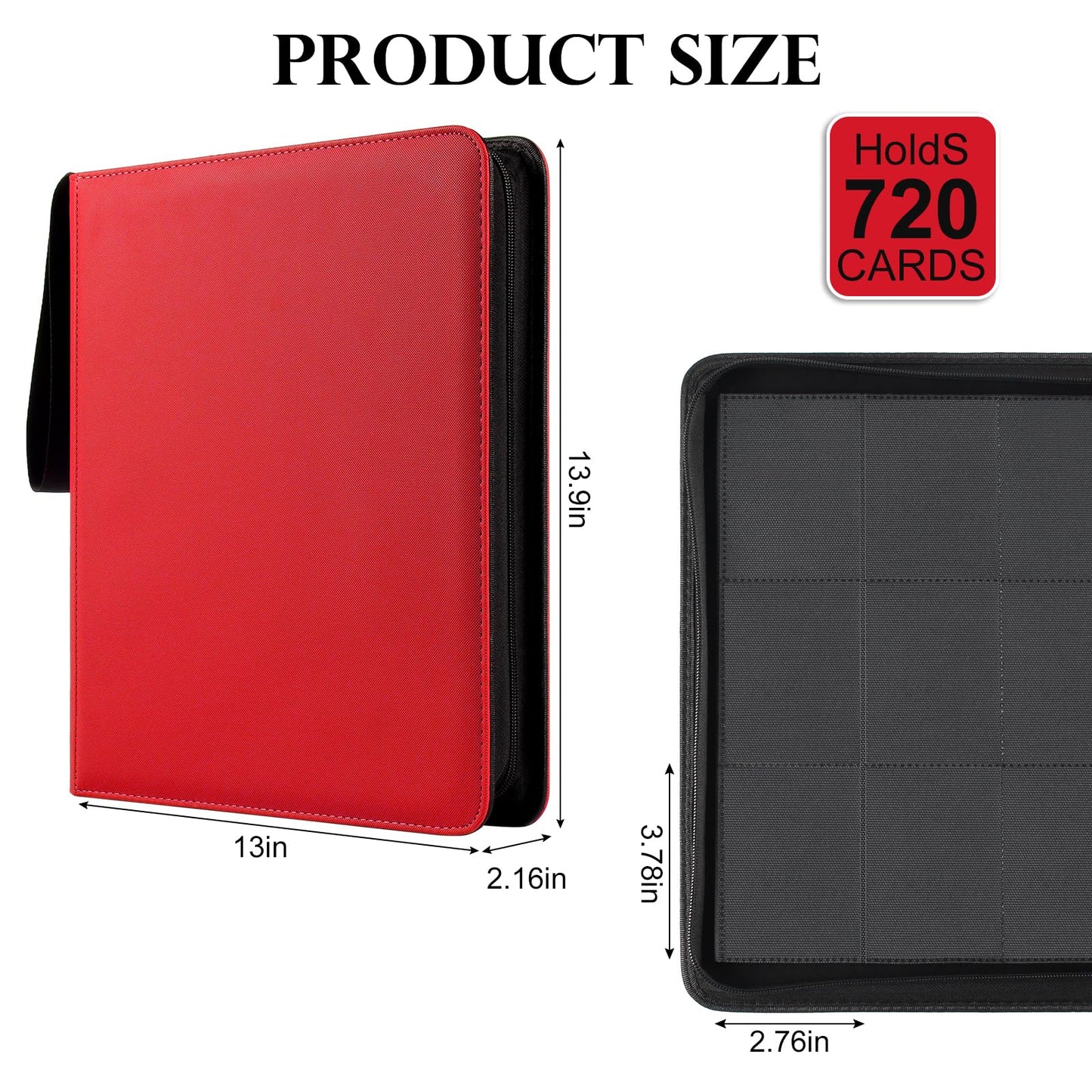 GEAoffice 12-Pocket Trading Card Binder – Holds 720 Cards, Zippered, Non-PVC
