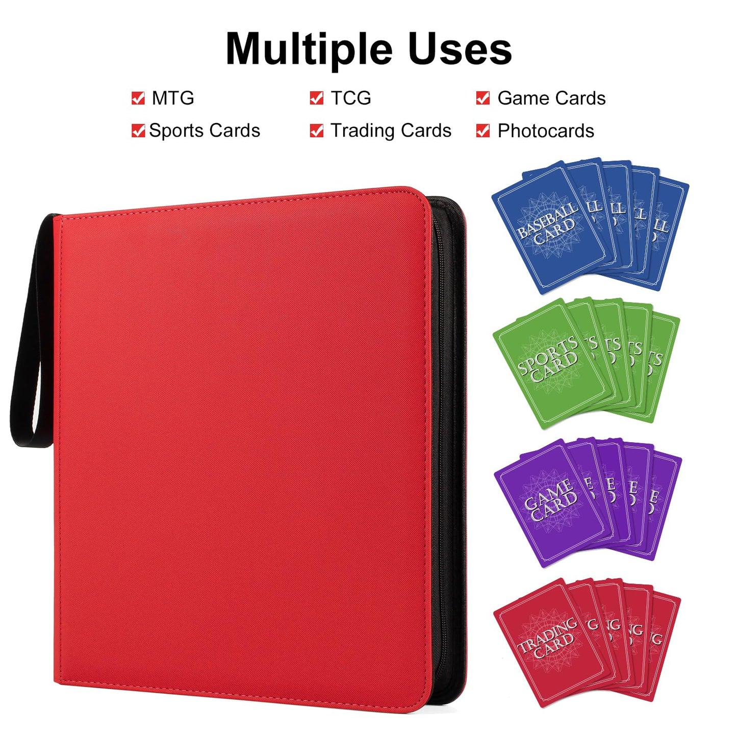 GEAoffice 12-Pocket Trading Card Binder – Holds 720 Cards, Zippered, Non-PVC