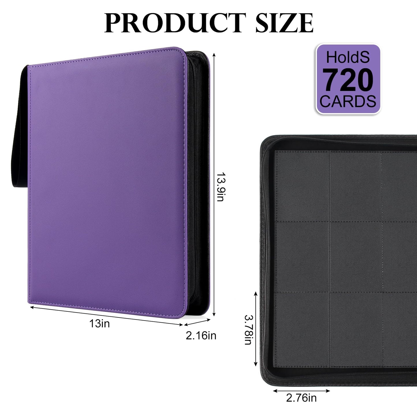 GEAoffice 12-Pocket Card Binder - Purple PU Cover, 30 Double-Sided Pages, Non-PVC