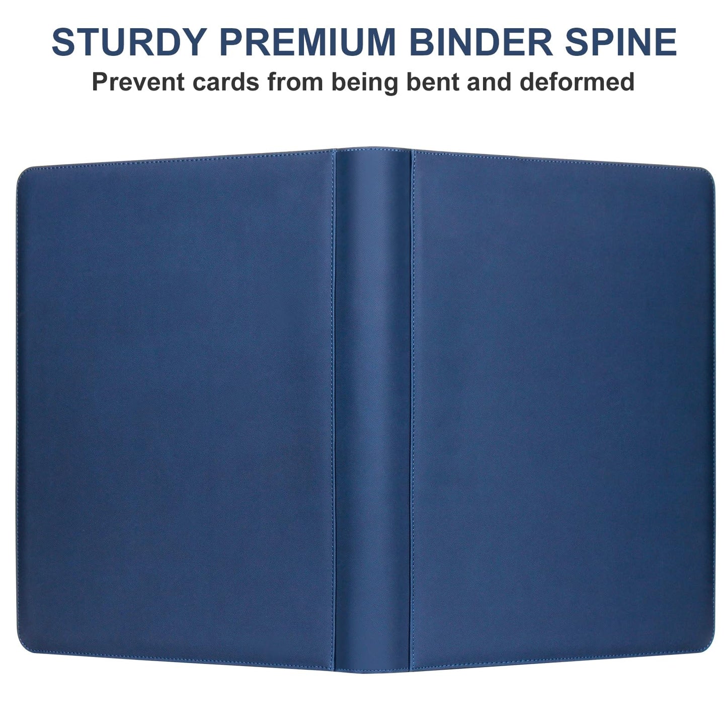 GEAoffice 16-Pocket Card Binder for 1000+ Cards — Premium PU Leather, Navy Blue