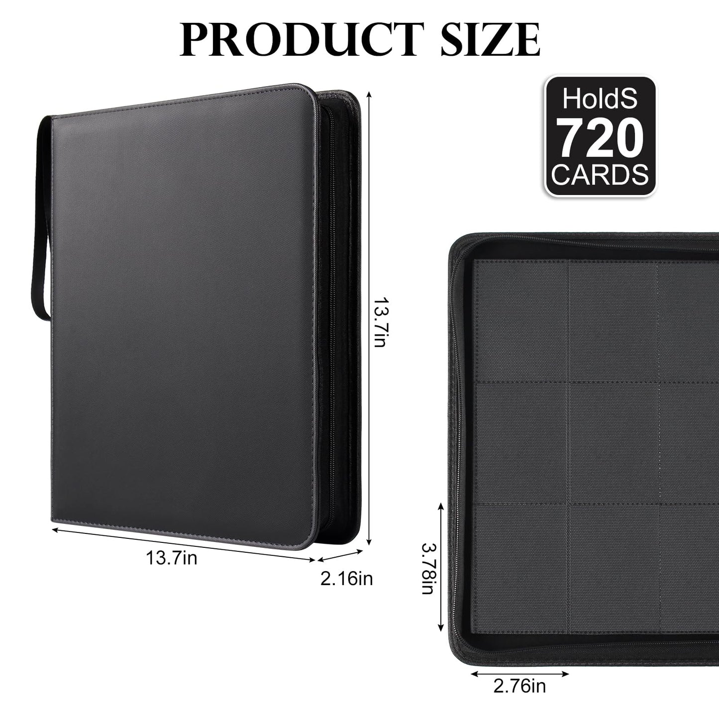 GEAoffice 12-Pocket Trading Card Binder | Premium PU, Side-Loading, Non-PVC, Zip Closure
