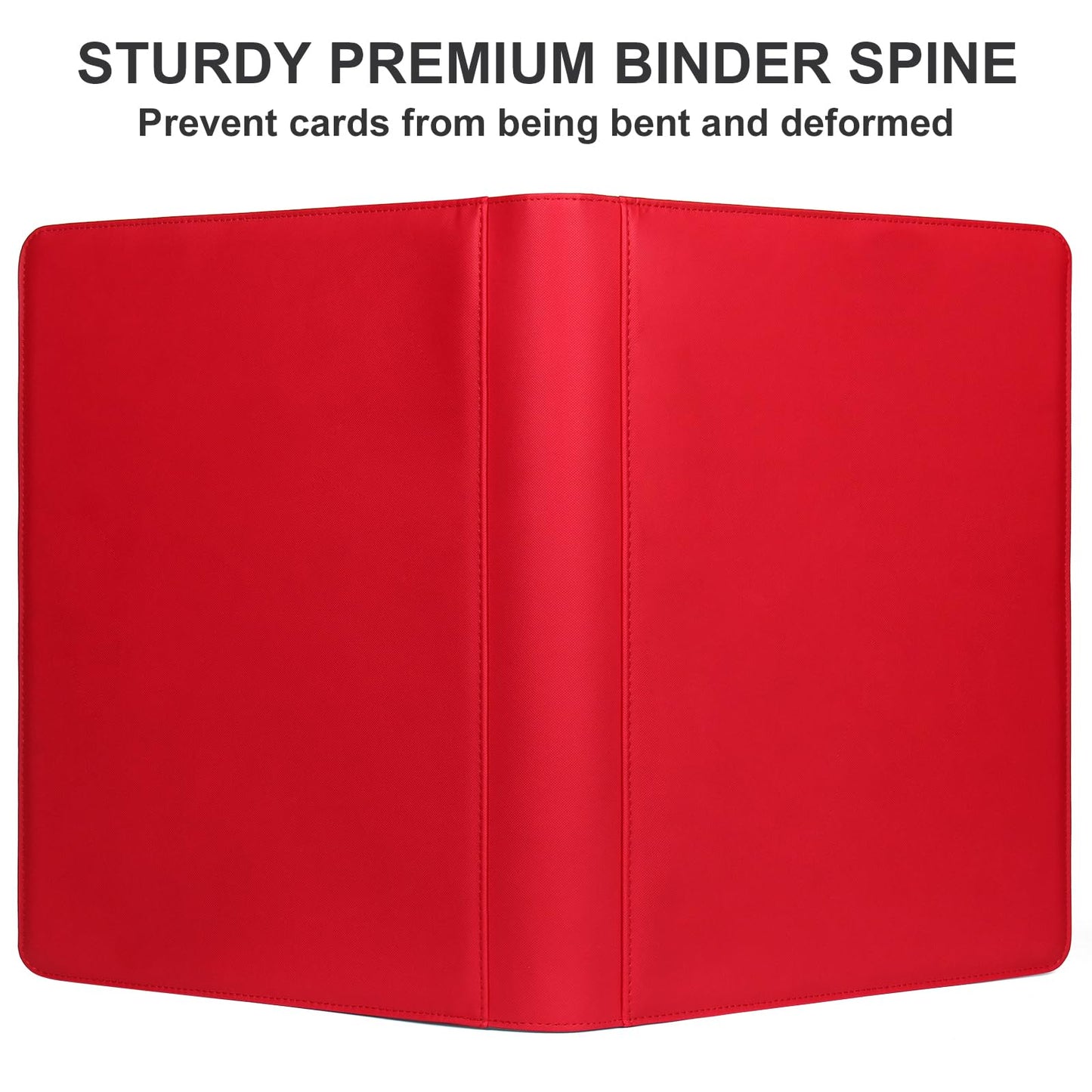 GEAoffice 16-Pocket Card Binder | Holds 1024 Cards, Red PU Leather, Side-Loading with Zipper