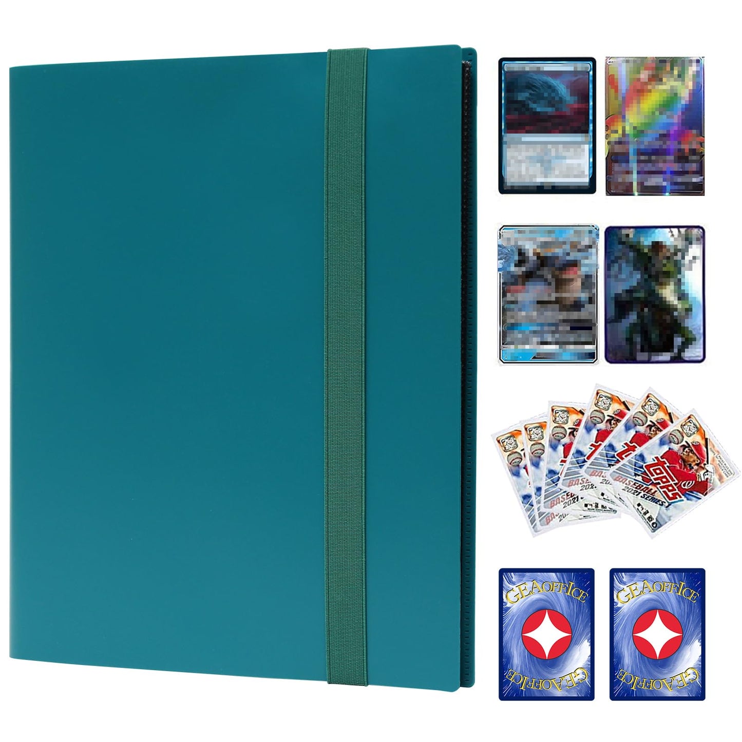 GEAoffice Card Binder – 9-Pocket Album, 360-Card Capacity, Side-Loading Pockets, Peacock Blue
