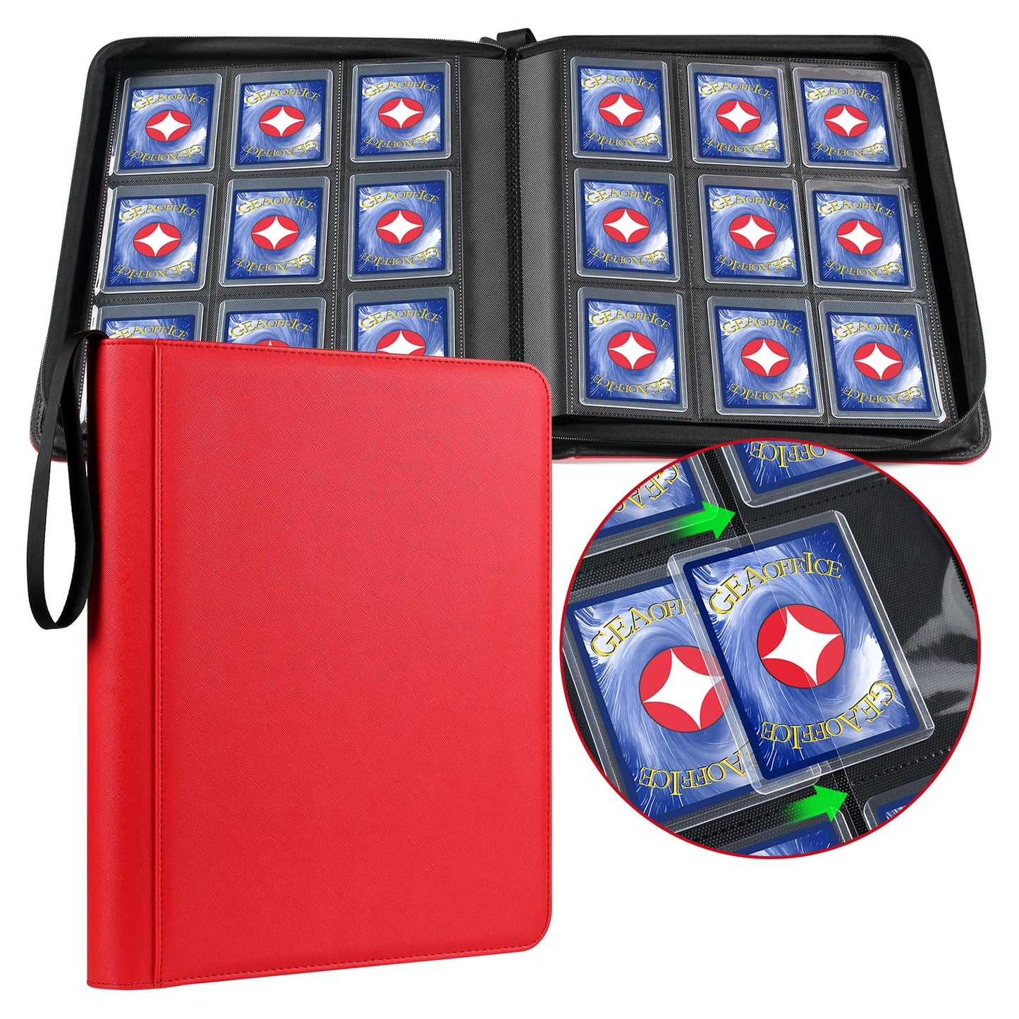 GEAoffice Premium Toploader Binder — 324-Card, 9-Pocket, Waterproof PU Leather Card Binder