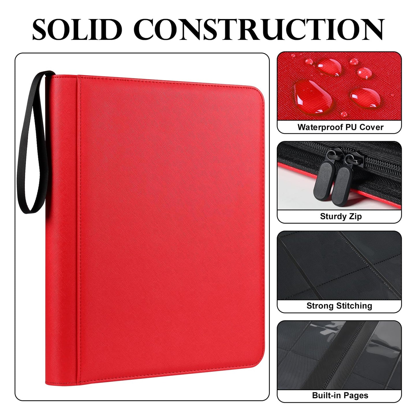 GEAoffice Premium Toploader Binder — 324-Card, 9-Pocket, Waterproof PU Leather Card Binder