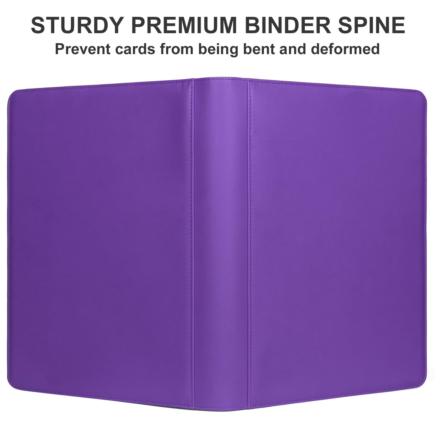GEAoffice 16-Pocket Trading Card Binder – 1024 Card Capacity, PU Leather, Zipper, Side-Loading (Purple)