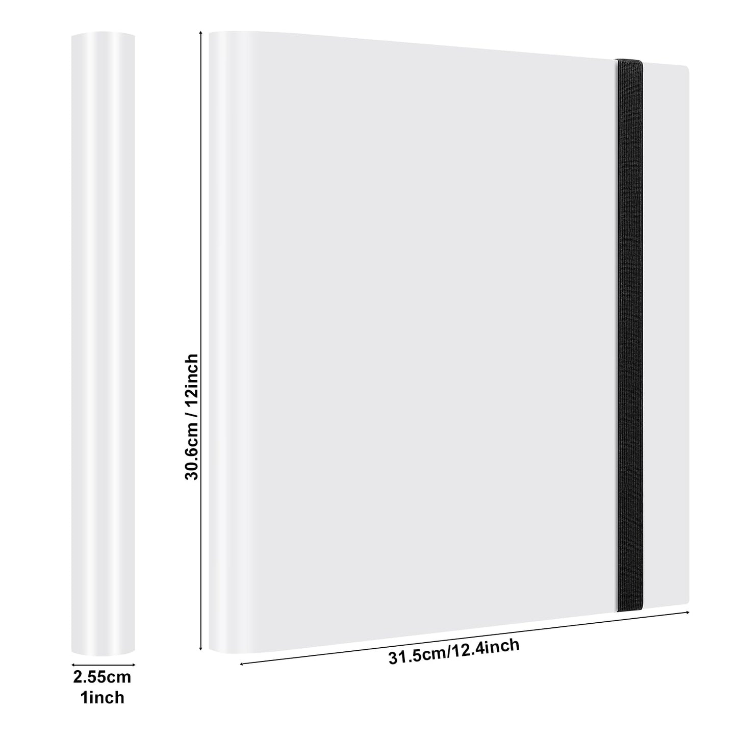 GEAoffice Card Binder — 12-Pocket Trading Card Album, 624-Card Capacity, Side-Loading Pockets, White