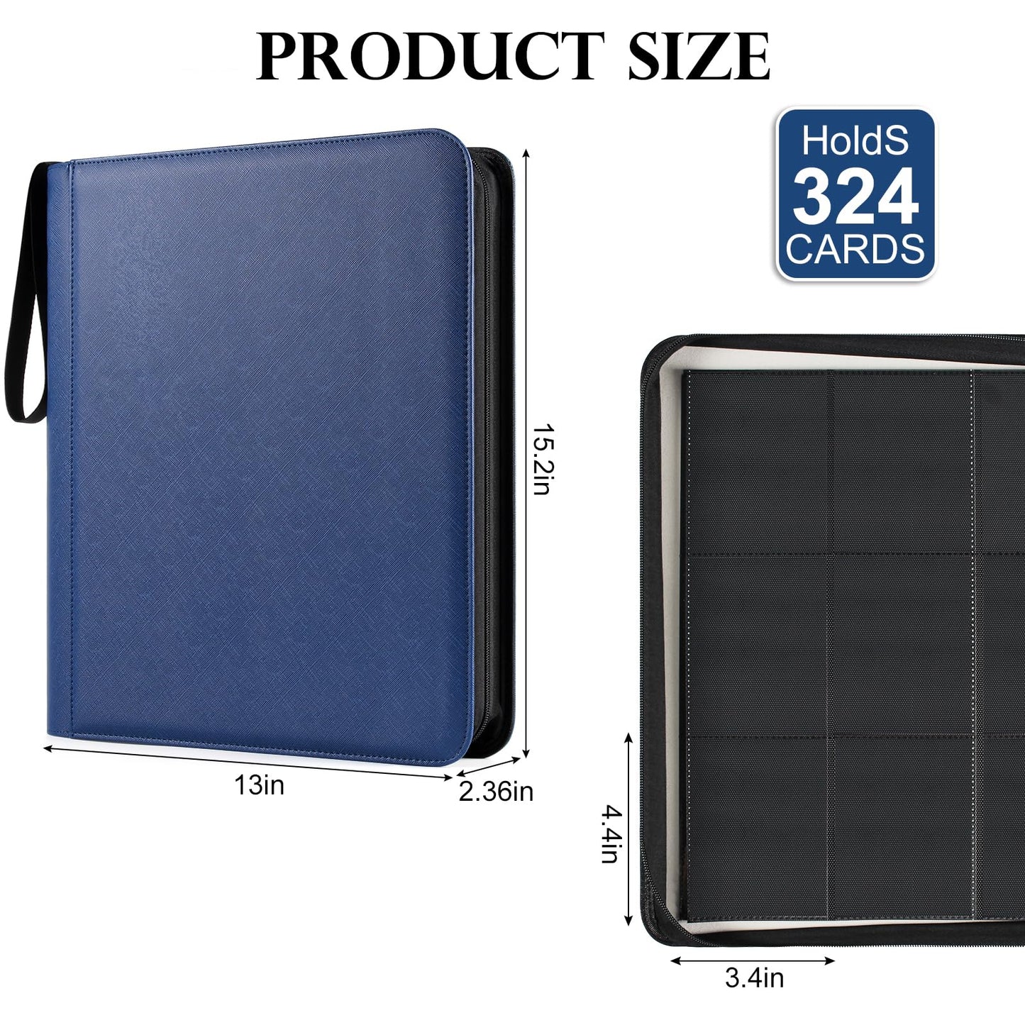 GEAoffice Top Loader Binder — 324 Card Capacity, 9-Pocket Side-Loading Binder (Blue)