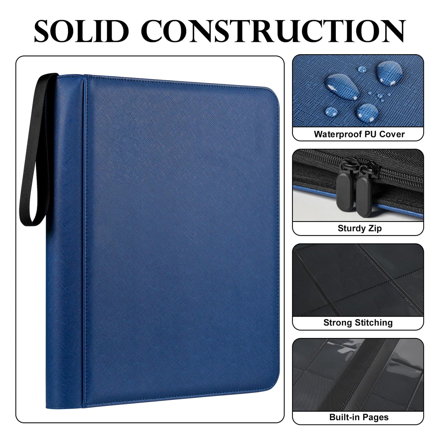 GEAoffice Top Loader Binder — 324 Card Capacity, 9-Pocket Side-Loading Binder (Blue)