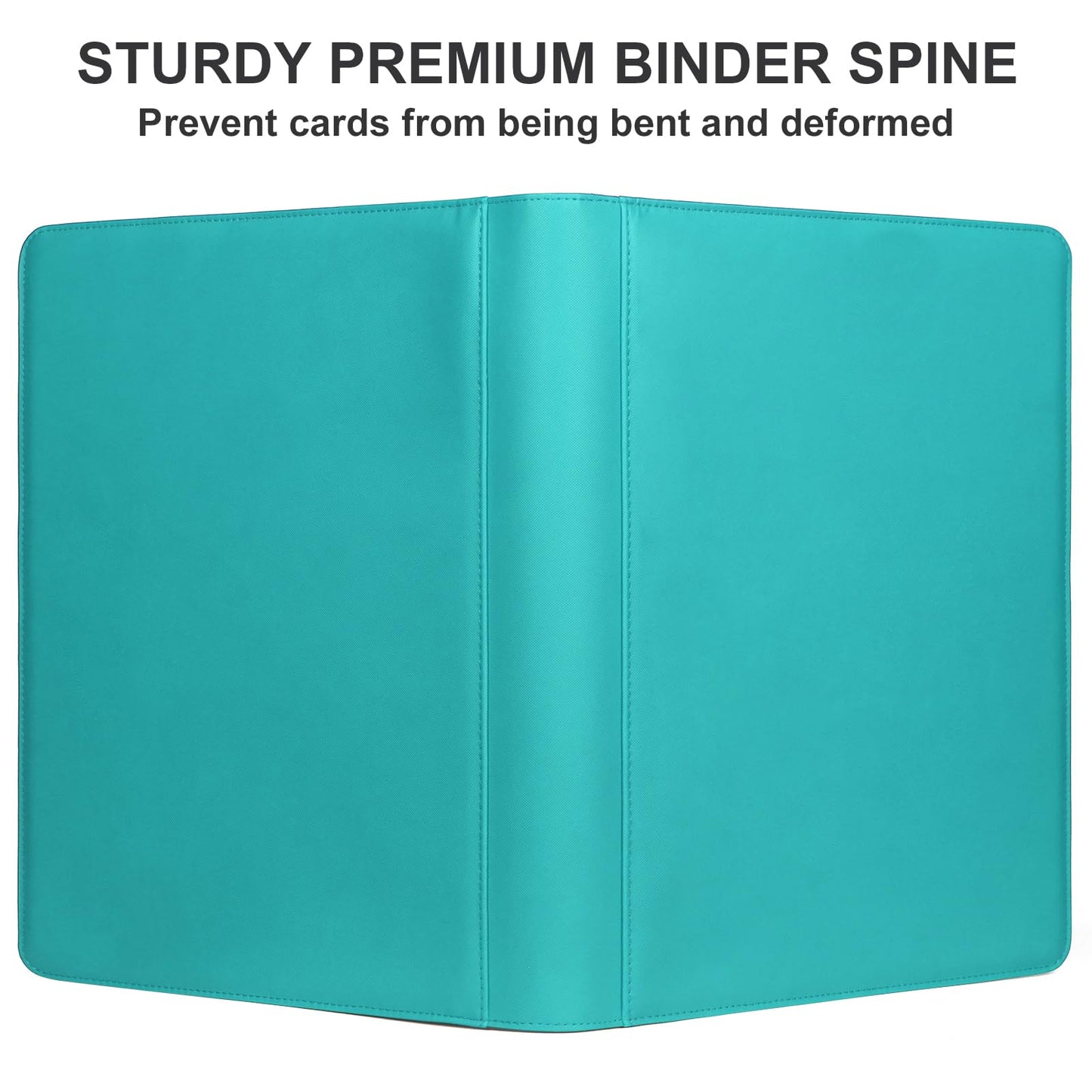 GEAoffice 16-Pocket Trading Card Binder – 1024 Card Capacity, Side-Loading, PU Leather, Turquoise
