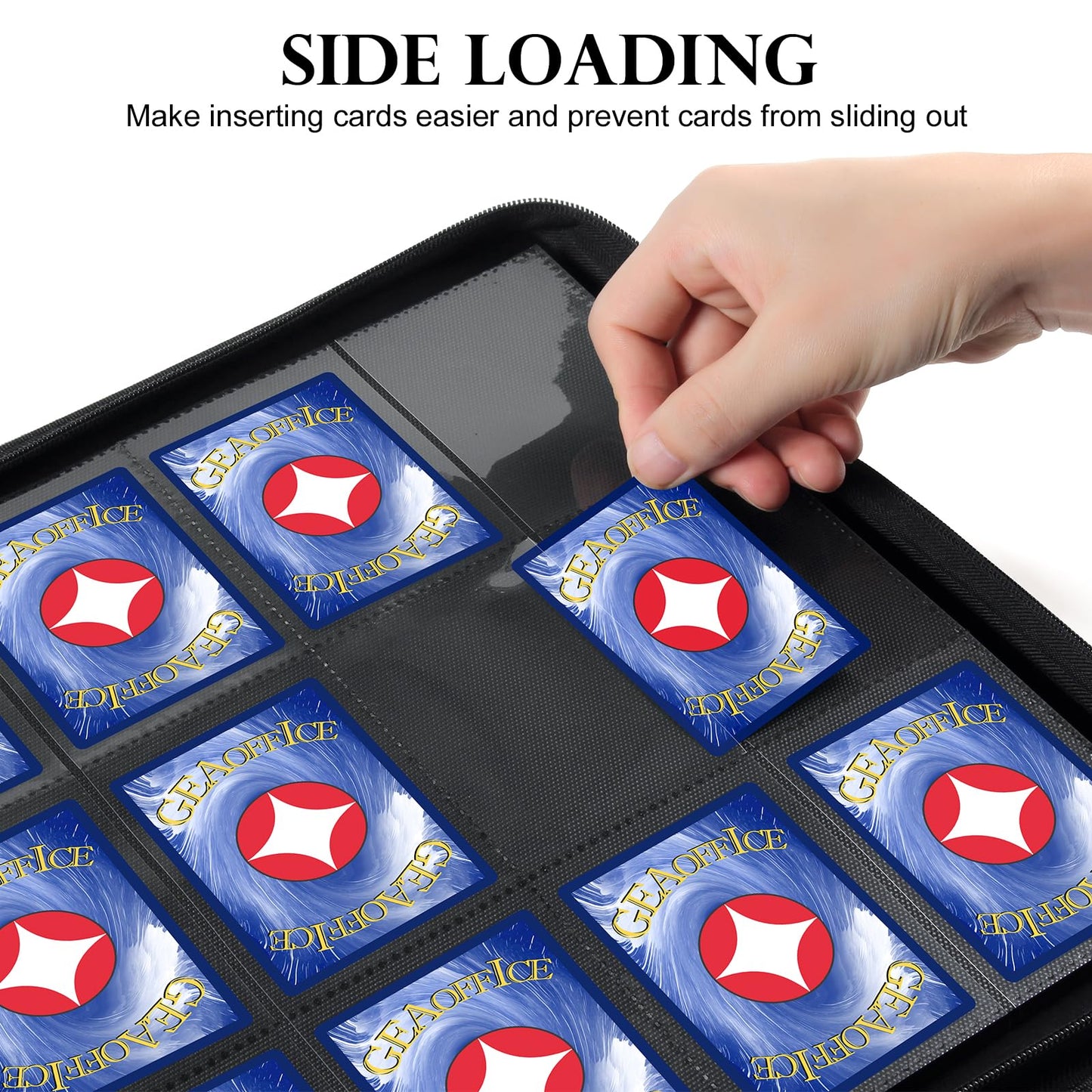 GEAoffice 12-Pocket Trading Card Binder | Premium PU, Side-Loading, Non-PVC, Zip Closure