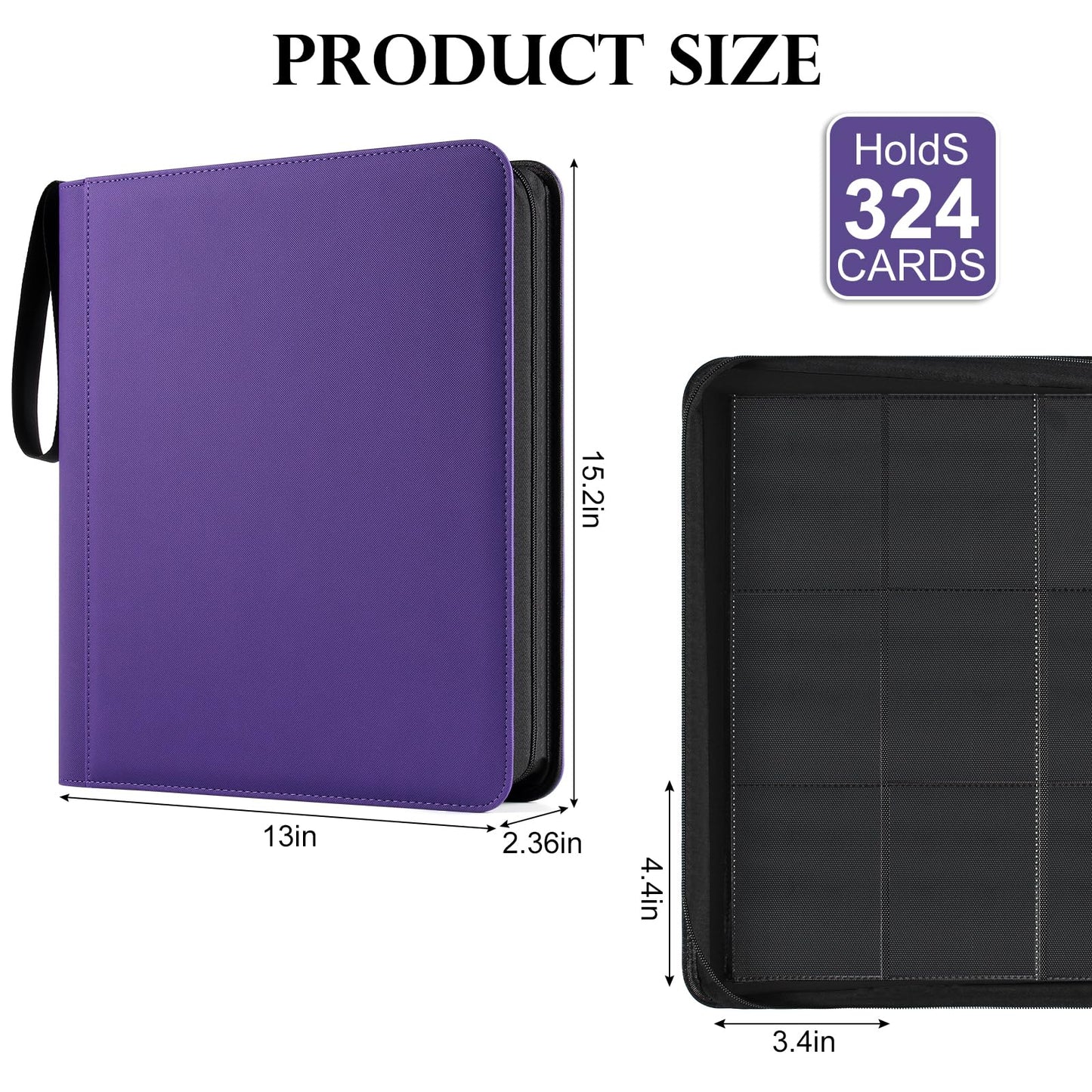 GEAoffice Waterproof Top Loader Binder — 324-Card 3x4 Toploader, Purple