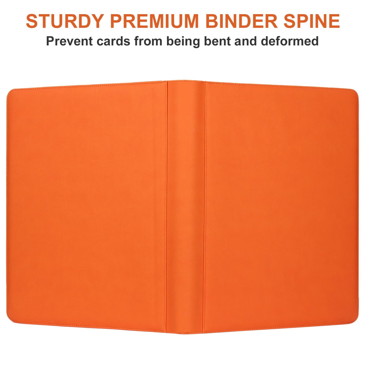 GEAoffice 16-Pocket Trading Card Binder – 1024 Card Capacity, Zippered PU Leather (Orange)